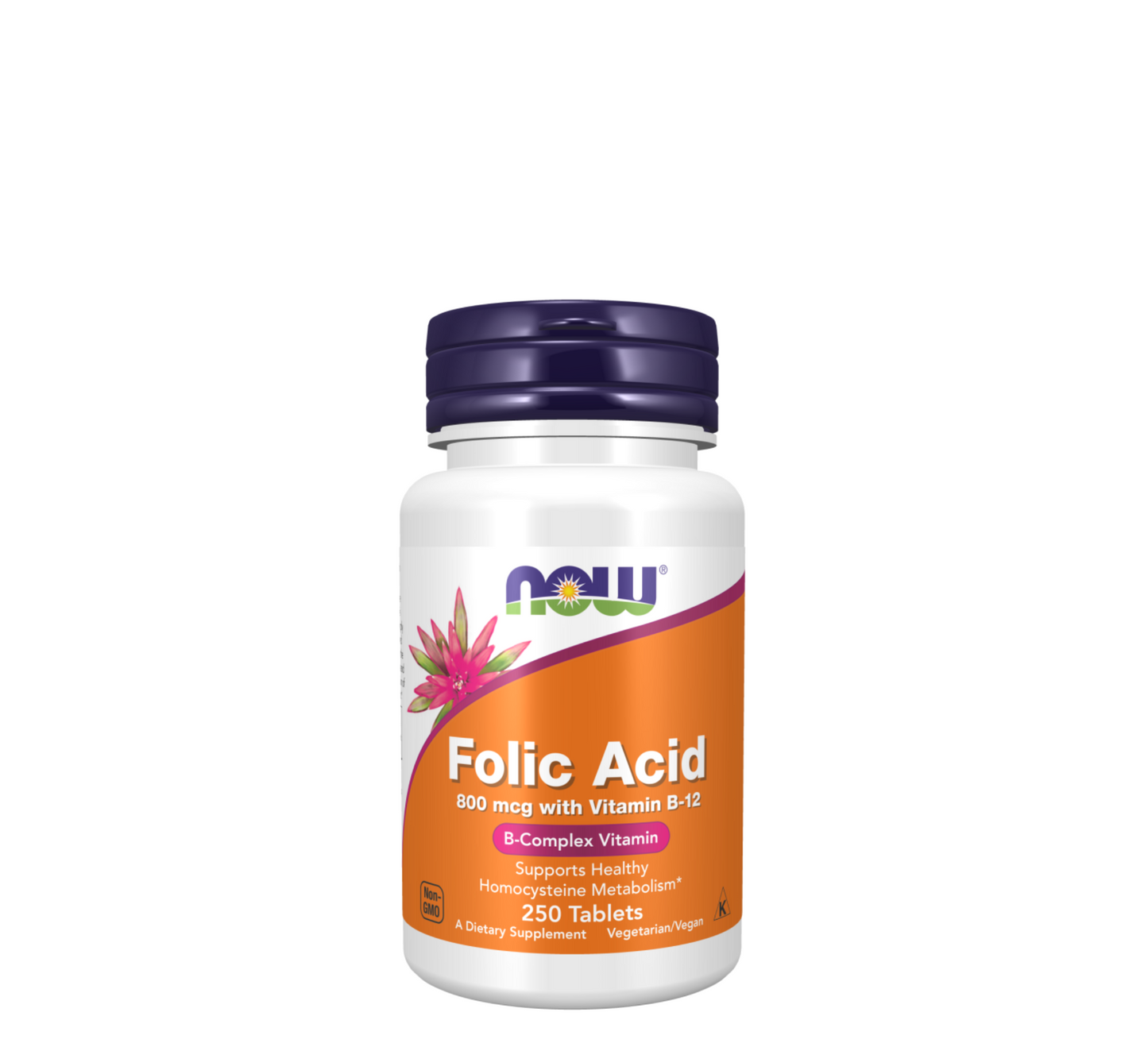 NOW Acid Folik 800 mcg me Vitaminë B-12 *250 tableta 