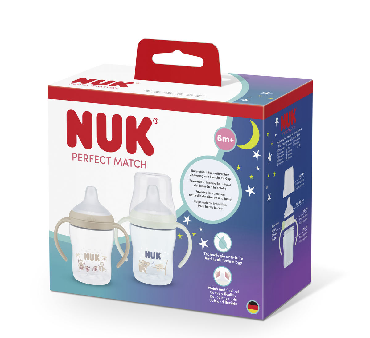 NUK Perfect Match Learner Bottle Day & Night Set 6M+ (2x150ml)