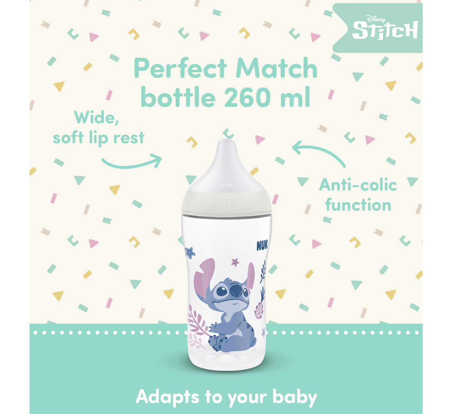 NUK Shishe Plastike Perfect Match Stitch 3muajsh+ (*260ml)