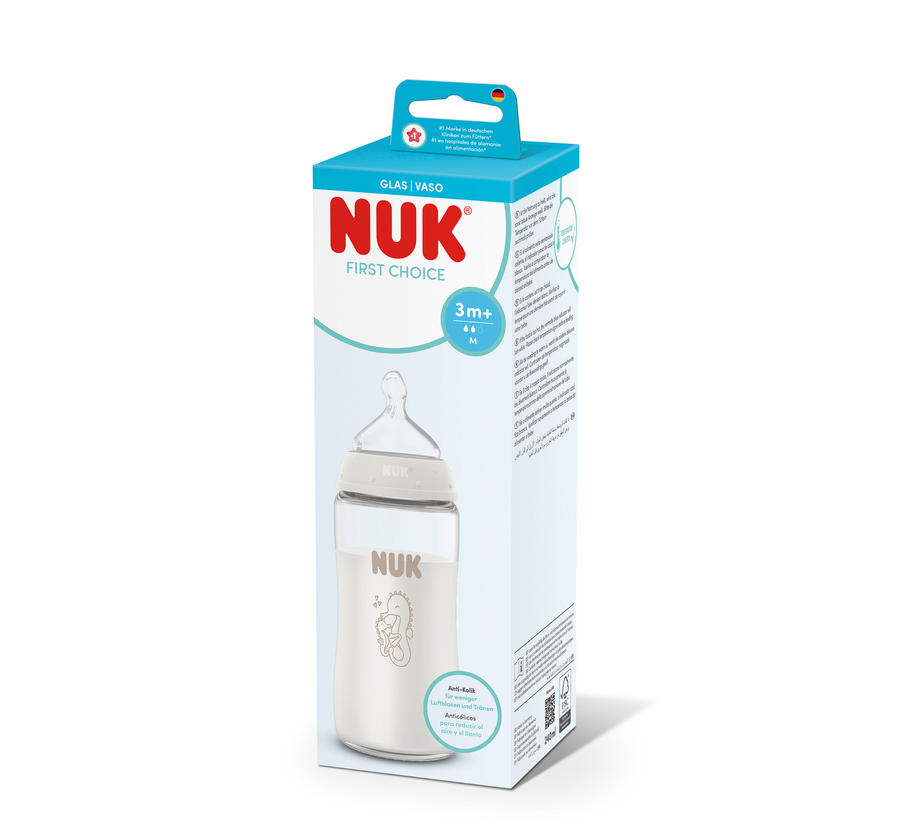 NUK Shishe Qelqi First Choice Silicone 3M+ (Seahorse) *240ml