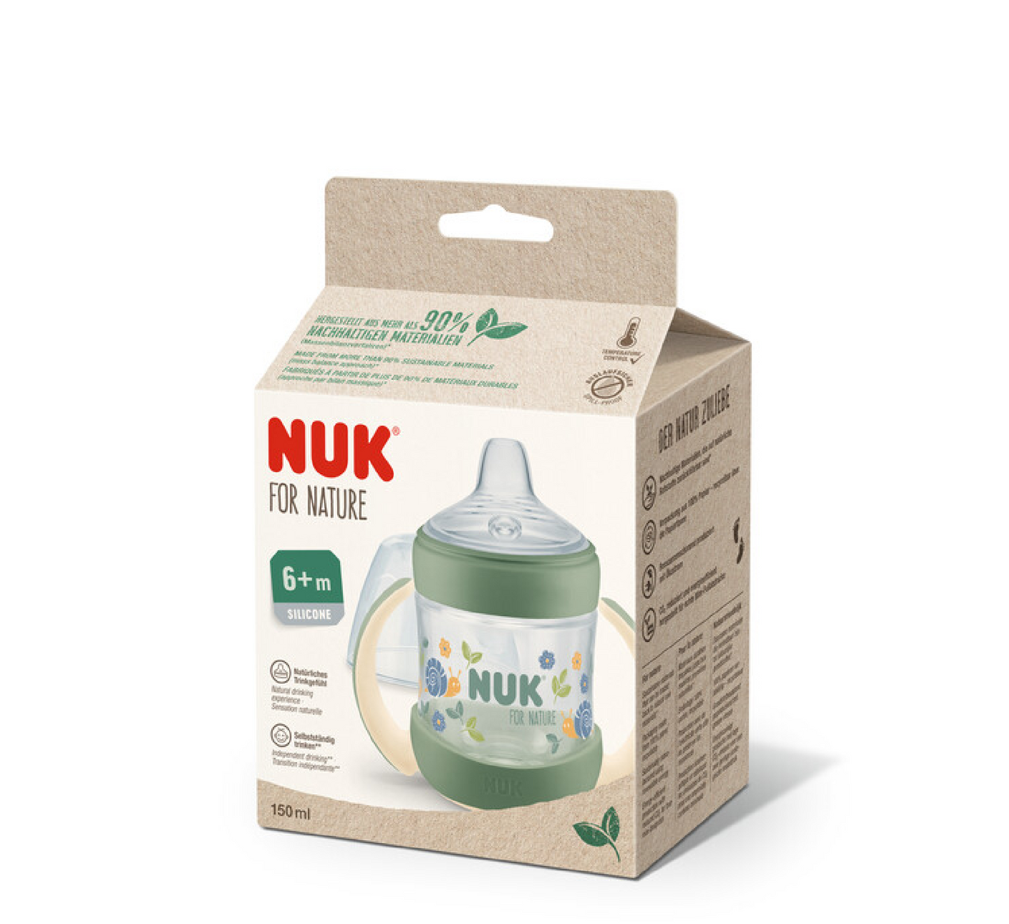 NUK FOR NATURE Learner Bottle 6m+ Silikoni *150ml (Temp. Control)