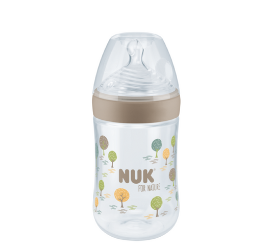 NUK FOR NATURE Shishe Plastike Silikoni Anti-Colic Medium Flow 0m+ *260ml (temp. control)