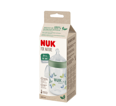 NUK FOR NATURE Shishe Plastike Silikoni Anti-Colic среден проток 0m+ *260ml (контрола на температура)