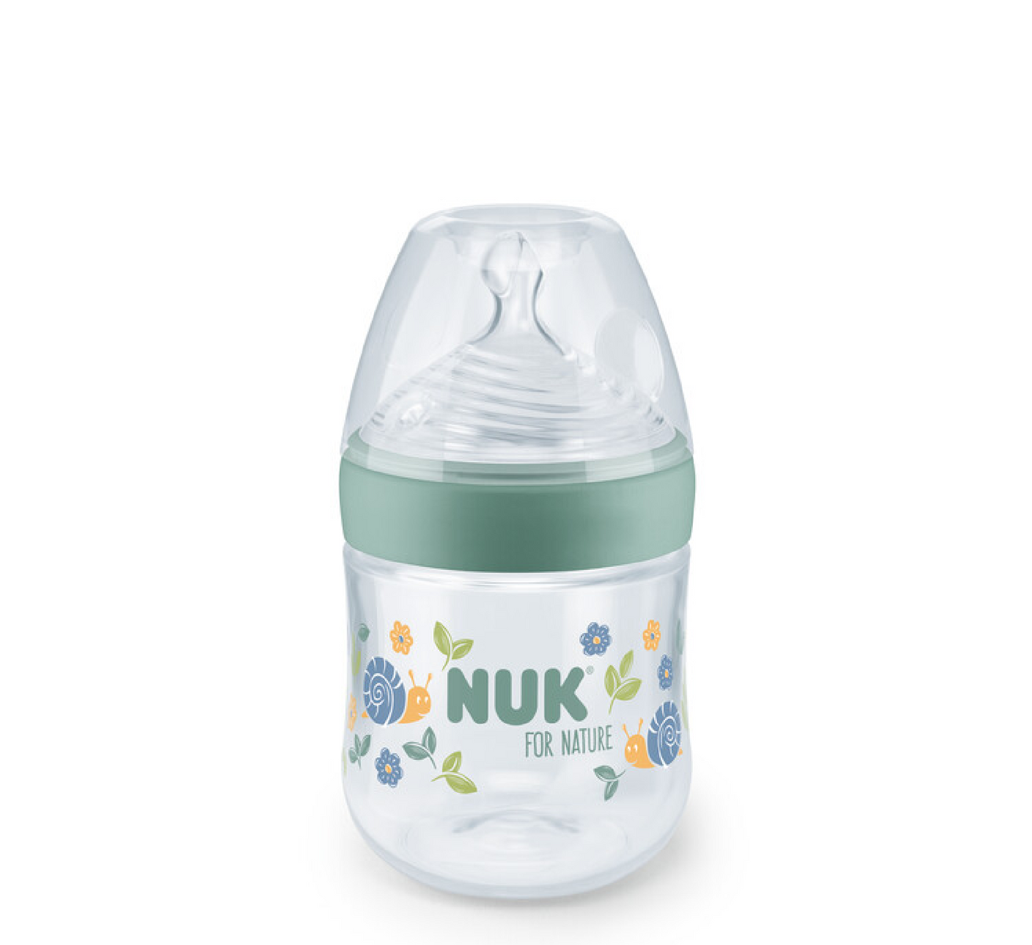 NUK FOR NATURE Shishe Plastike Silikoni Anti-Kolik me Rrjedhje të Ngadaltë 0m+ *150ml (kontroll temperature)