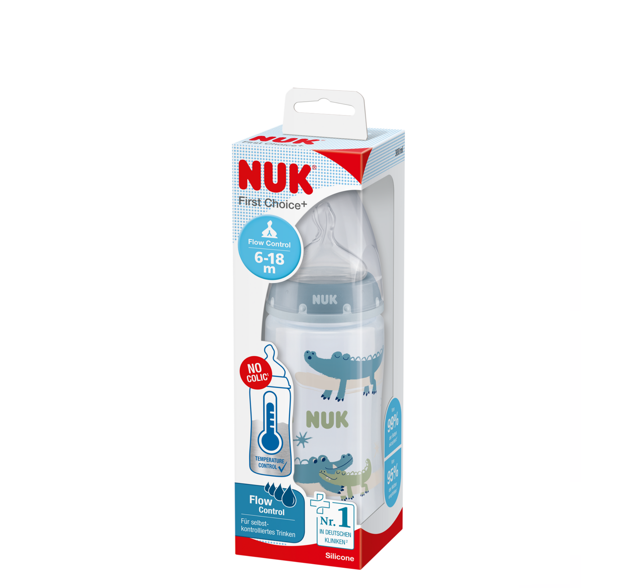 NUK Shishe Plastike First Choice+ Flow Control Silikon (6-18M) *300ml 