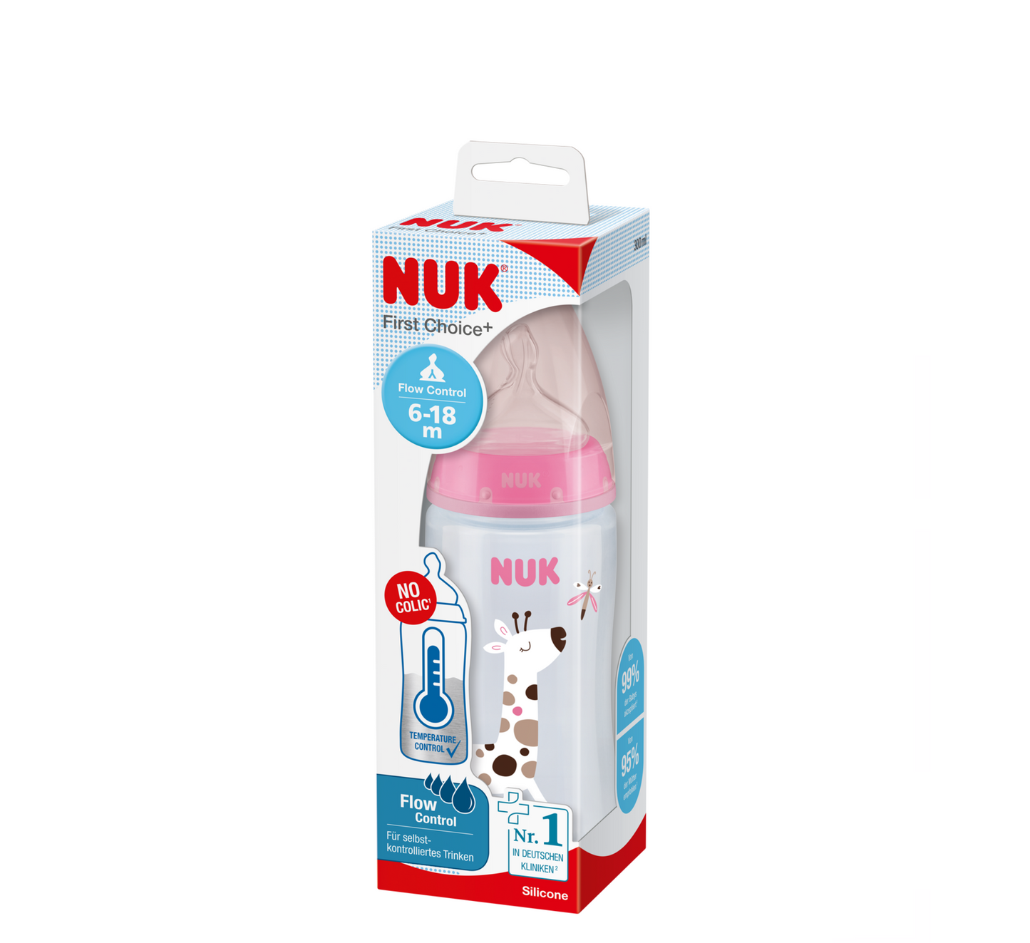 NUK Shishe Plastike First Choice+ Flow Control Silikon (6-18M) *300ml 