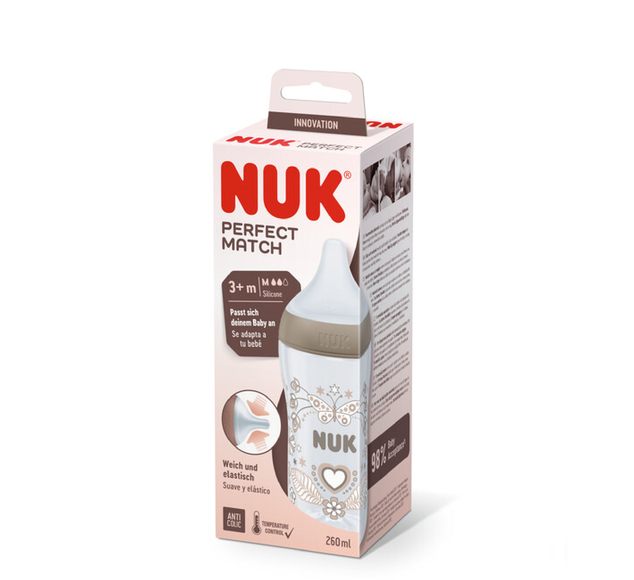 NUK Shishe Plastike Perfect Match Silikon 3muajsh+ *260ml