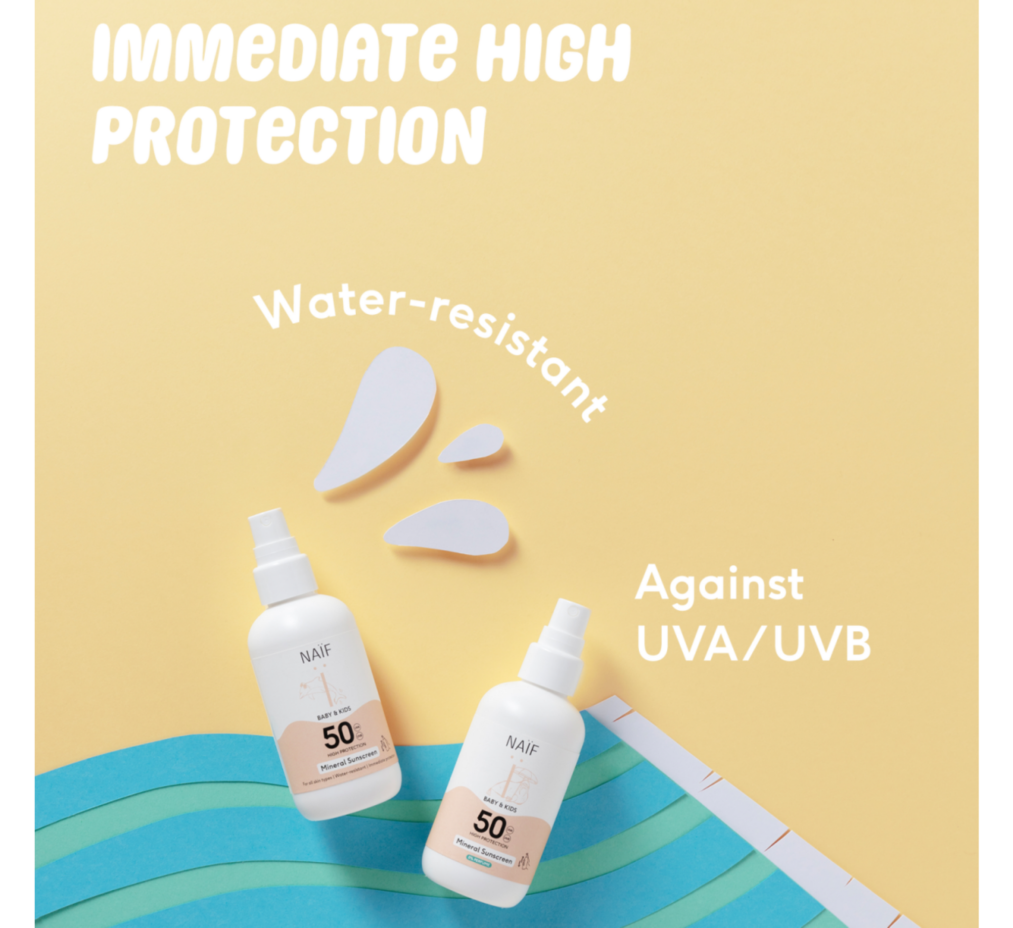 Sprej mineral për mbrojtje nga dielli Naif për fëmijë dhe fëmijë me spf 50 *100ml 