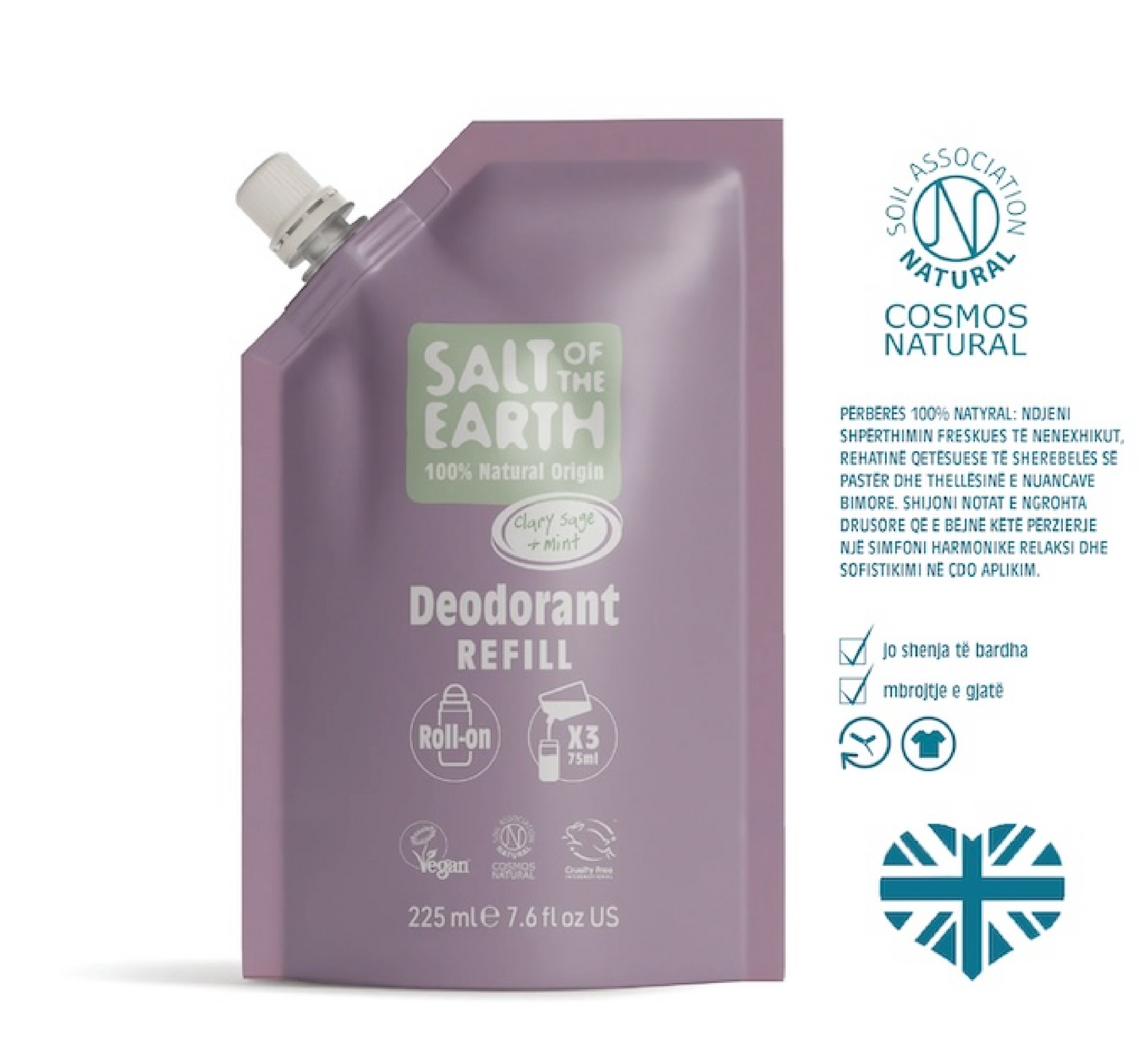 Salt of the Earth Natural Deodorant Roll-On – Refill 225ml