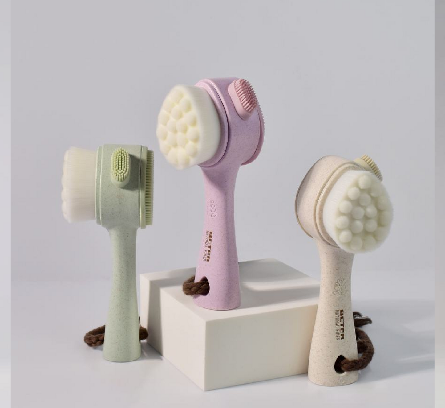 Furçë për fytyrën 2 në 1 me fibra natyrale