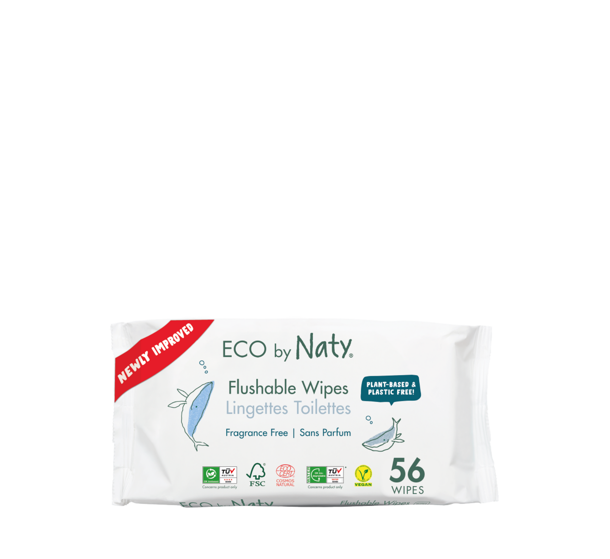 Naty Flushable Wipes Fragrance Free (letra të lagura që shperbëhen në ujë)) *56pcs