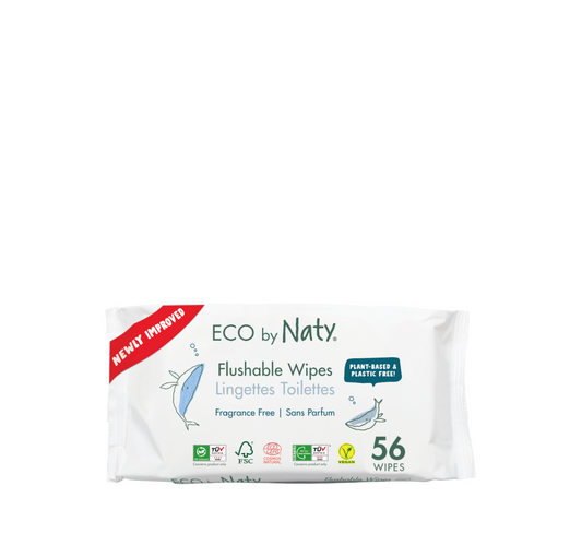 Naty Flushable Wipes Fragrance Free *56pcs