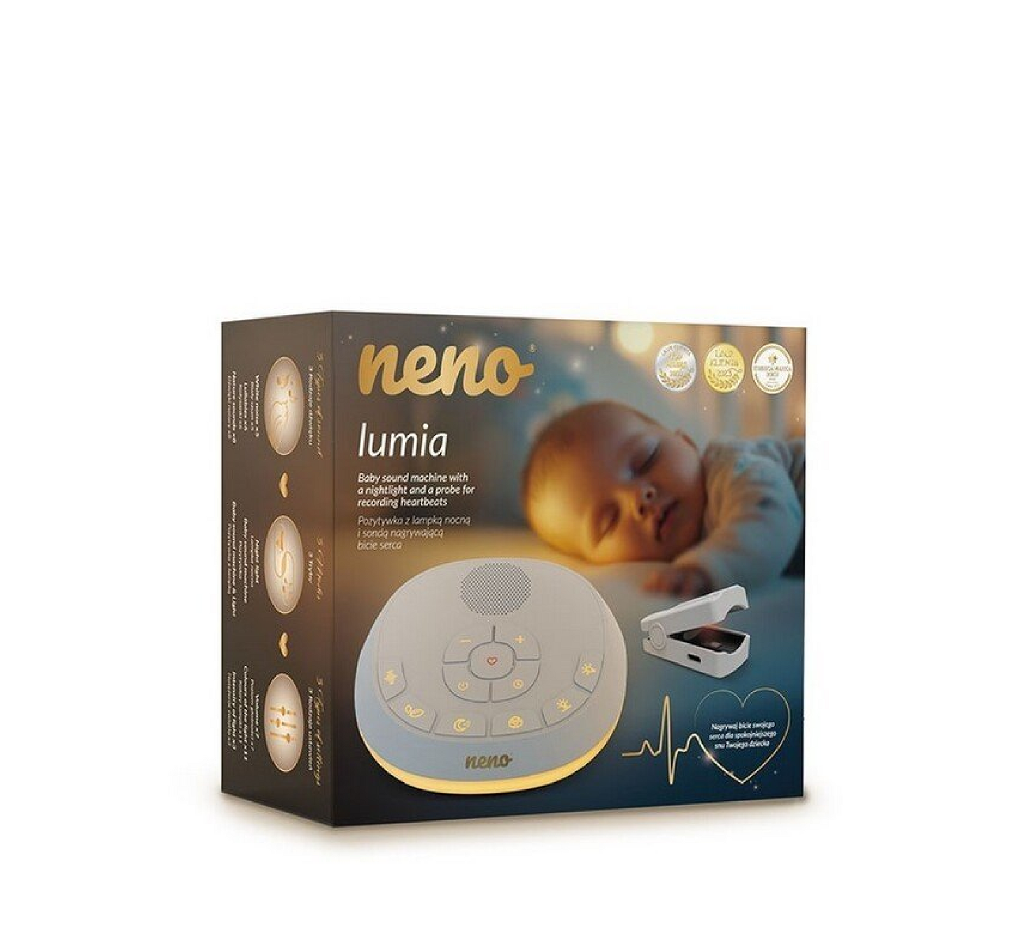 Neno Lumia – Baby Sound Machine with Nightlight & Probe for Recording Heartbeats