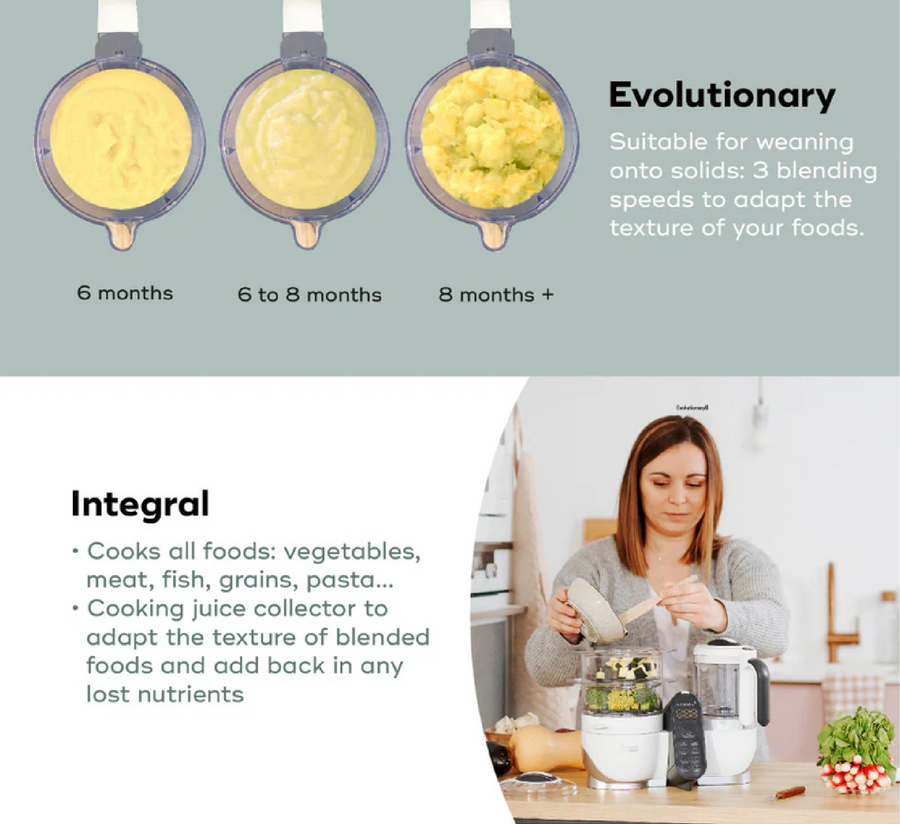 Makinë për përgatitjen e ushqimit Nutribaby(+) 6 në 1 e bardhë + 15 qese ushqimore të ripërdorshme
