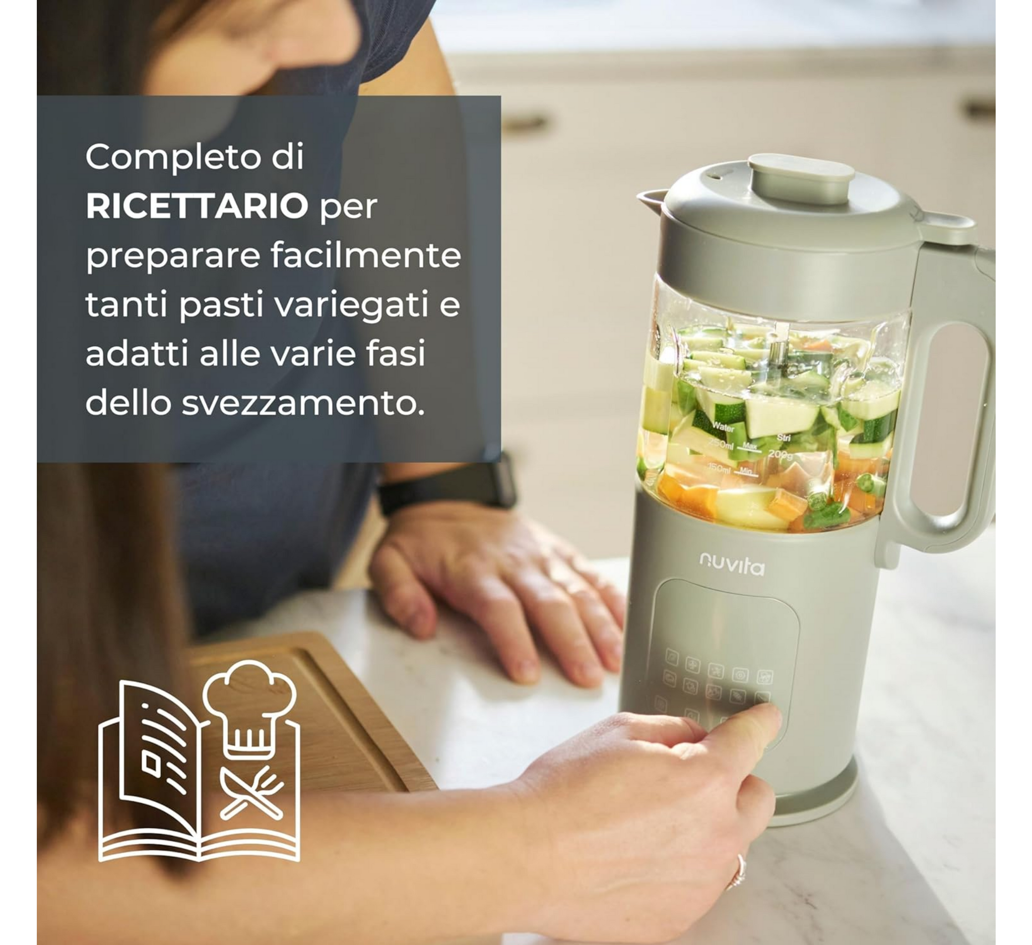 Nuvita 7 in 1 Magic Pappa Multifunction Baby Food Cooker with Recipe Book