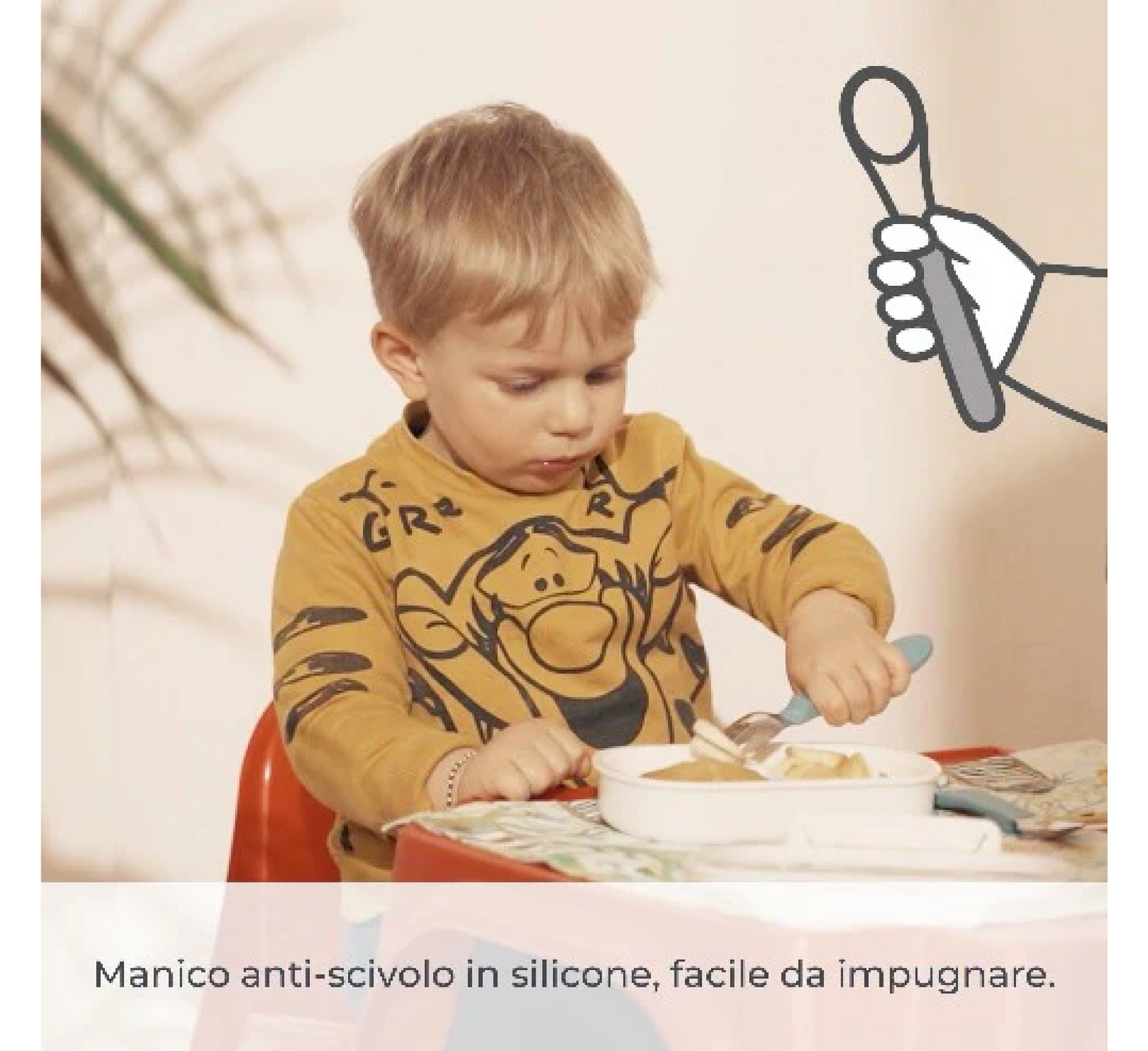 Nuvita Children's Cutlery Set in Steel with Silicone Handle - KiddieKit 8472