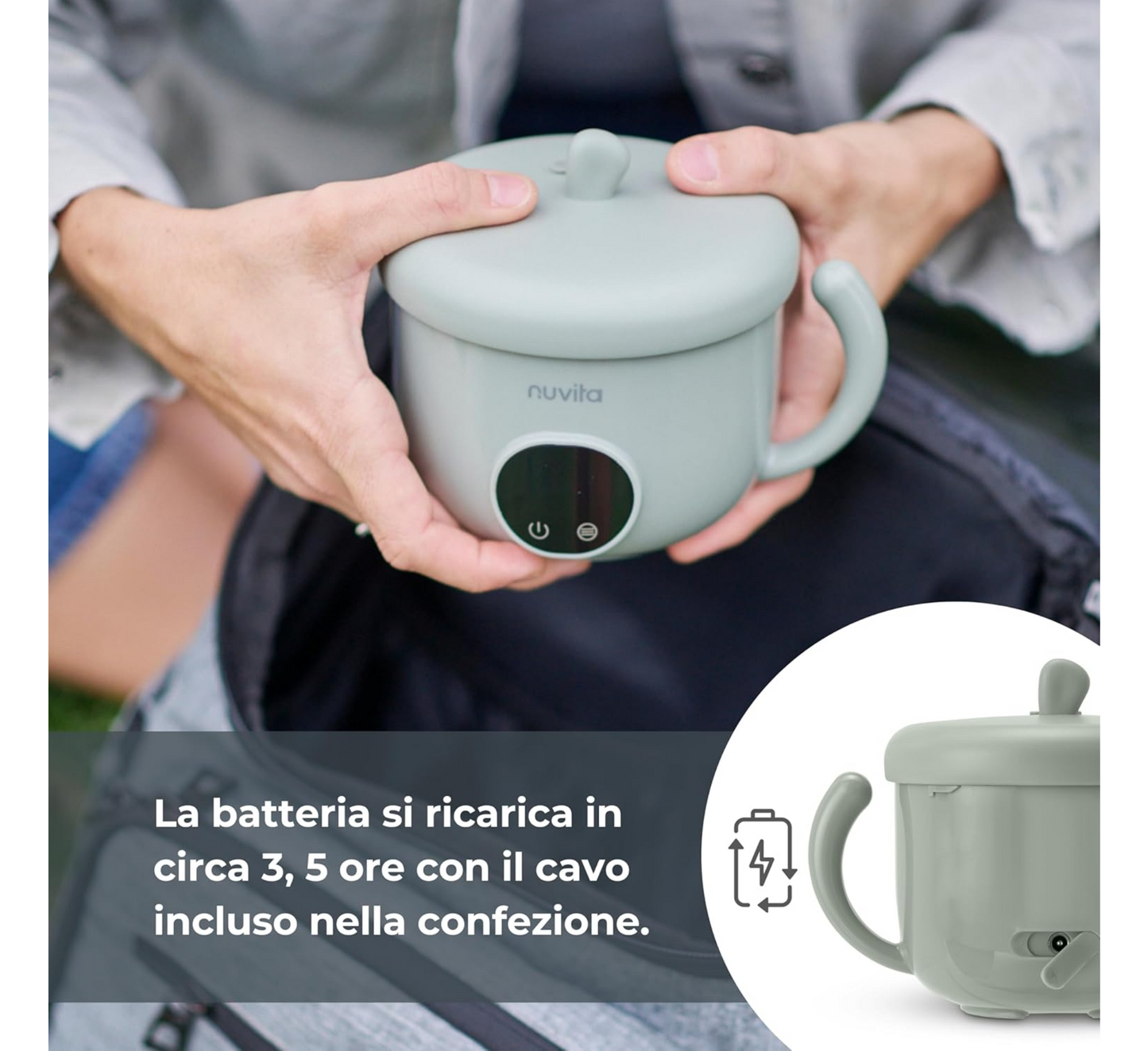 Ngrohës ushqimi për foshnje Nuvita Pappa'n'Go i rikarikueshëm