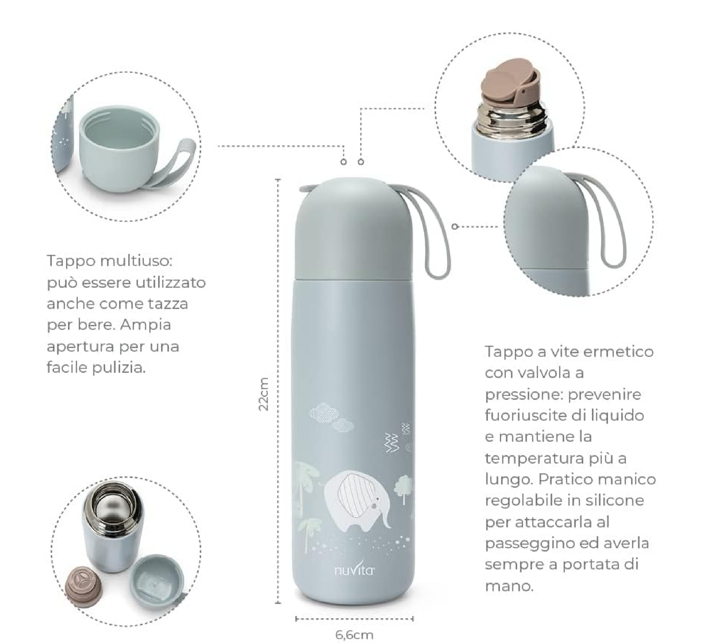 Nuvita Thermal Steel Bottle with Silicone Handle *400ml