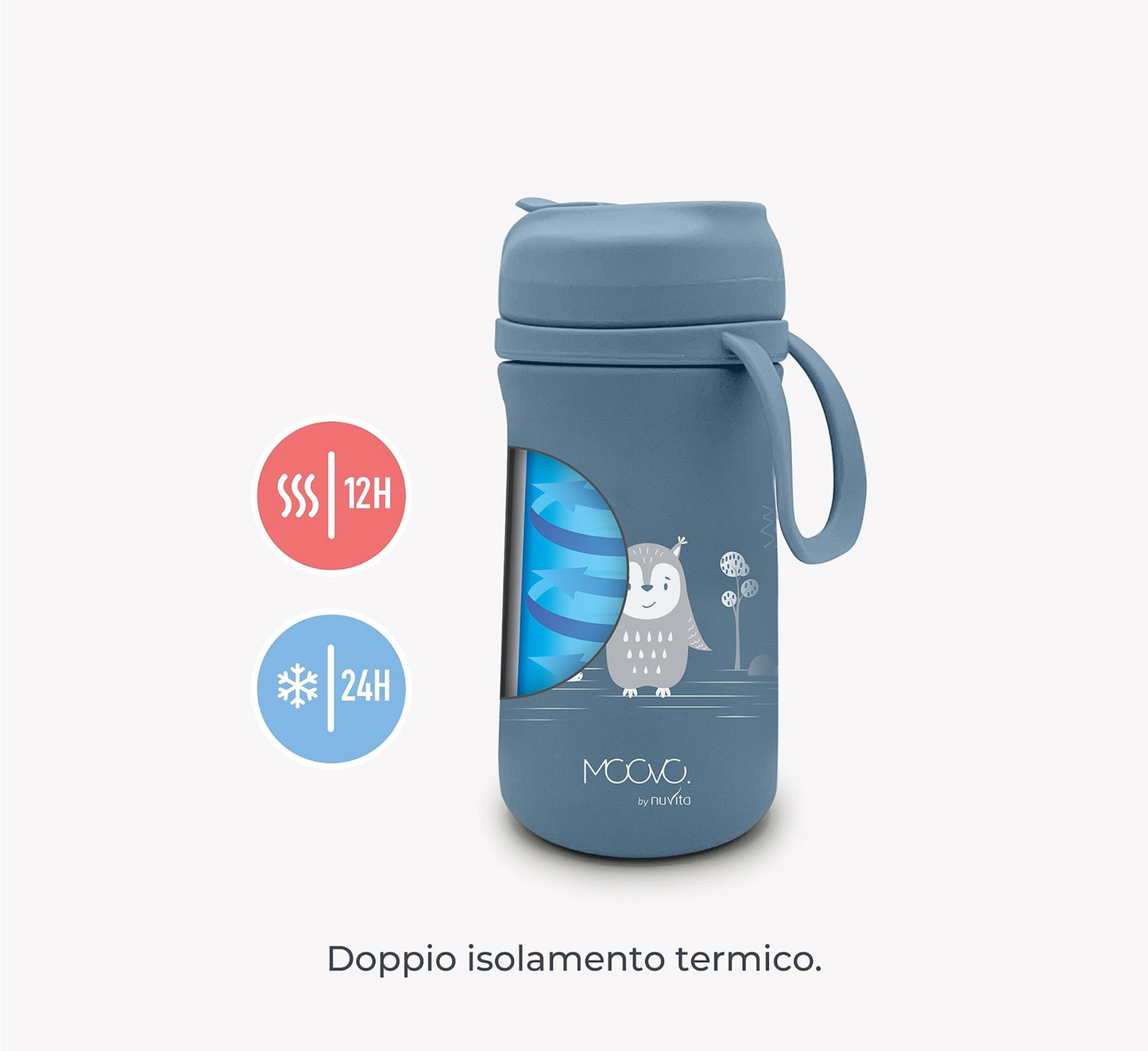 Nuvita Thermal Steel Water Bottle with Silicone Pourer and Straw