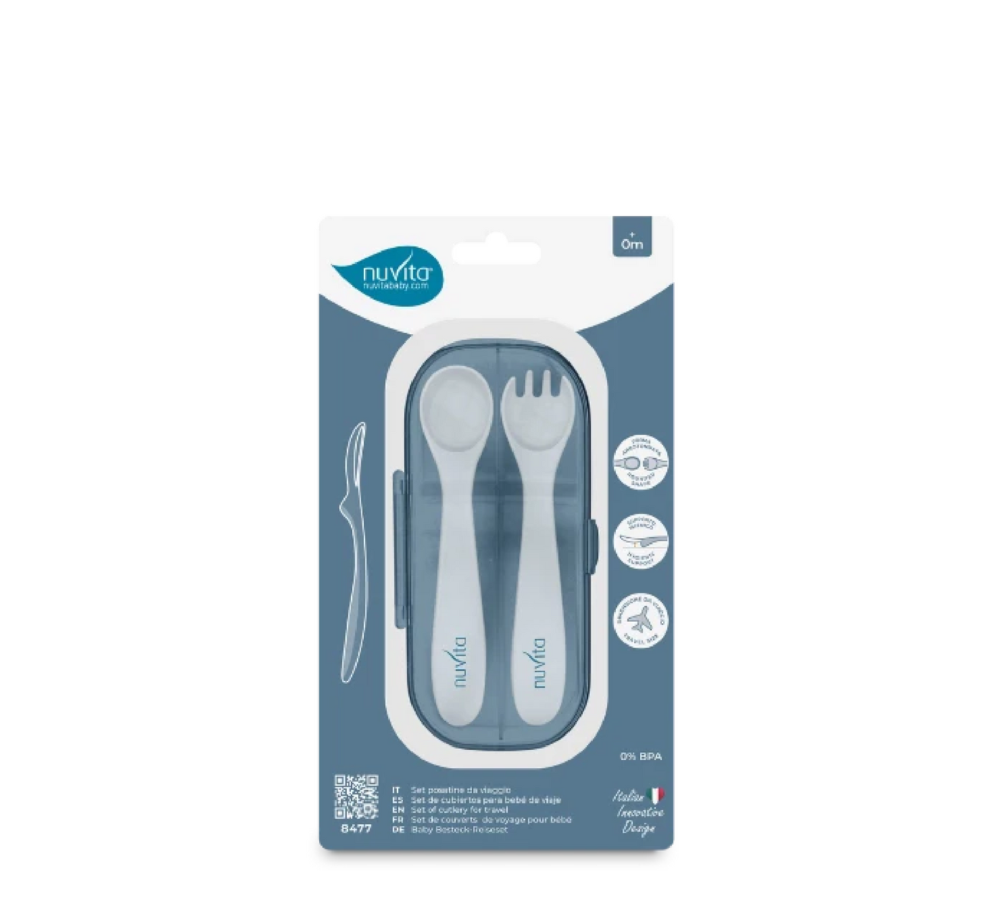 Nuvita Travel Cutlery Set with Case - Easy Eating 0M+