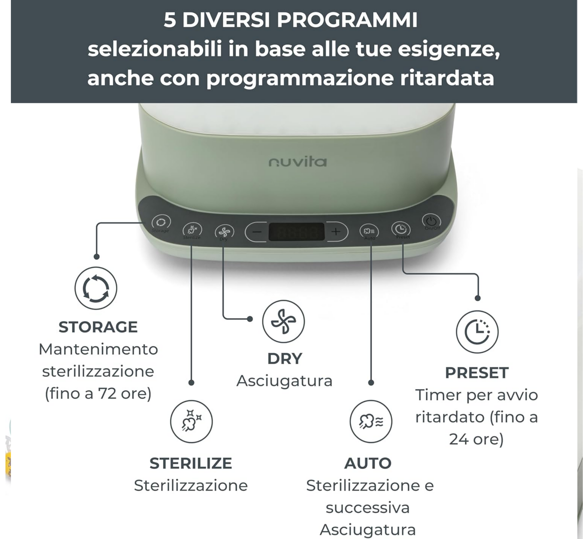 Sterilizues Nuvita 2 në 1 me tharje SteriDry