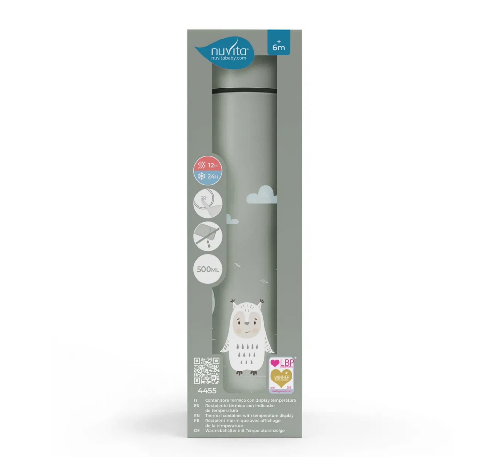 Shishe termike prej çeliku inox Nuvita me termometër LED *500ml