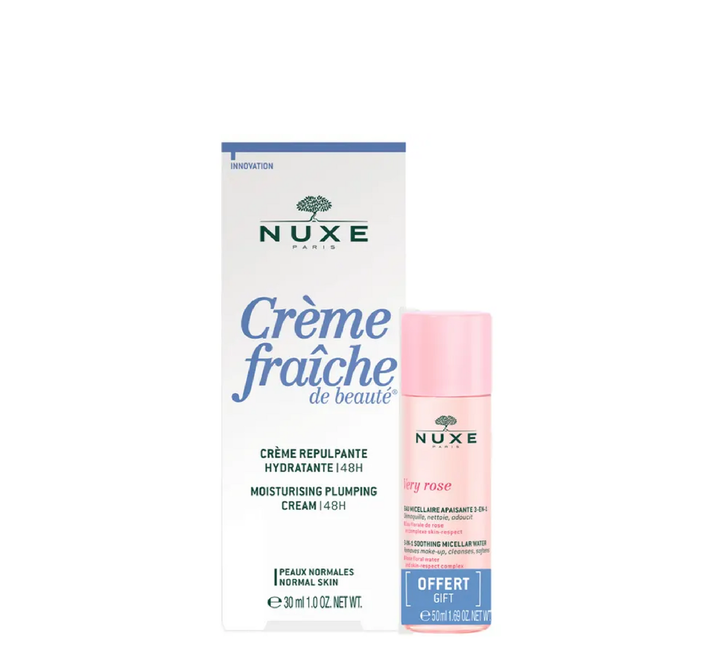 Krem Hidratues për Plotësim Nuxe Creme Fraîche De Beaute *30ml + Ujë Micelar Very Rose *50ml (Kit)