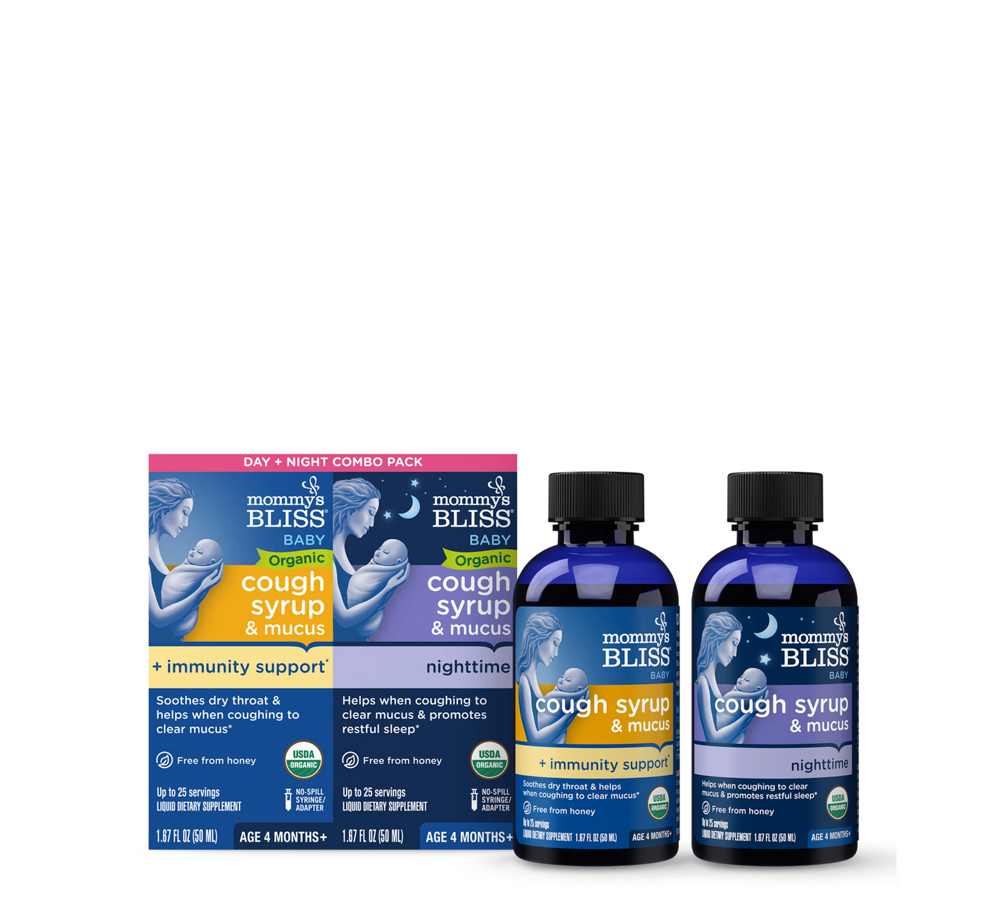 Shurup organik për kollën e foshnjave dhe mukus, duo për ditën dhe natën