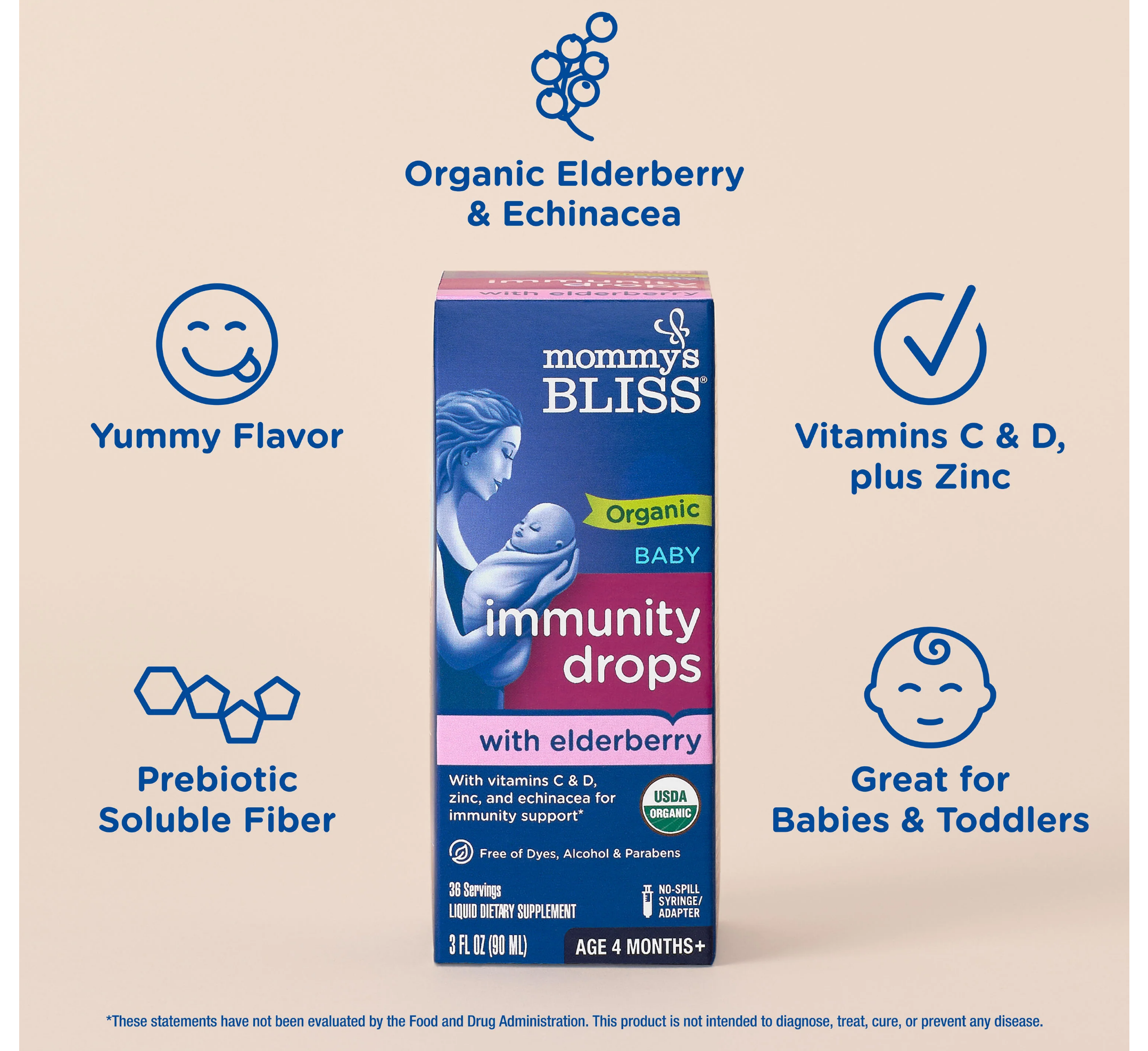 Organic Baby Immunity Drops with Elderberry *90ml