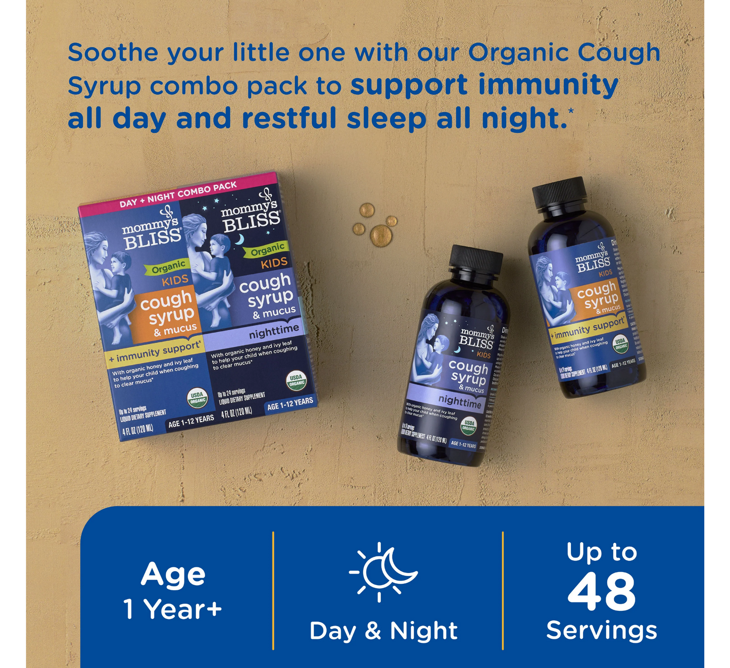 Shurup organik për kollë dhe mukus për fëmijë, duo ditë dhe natë