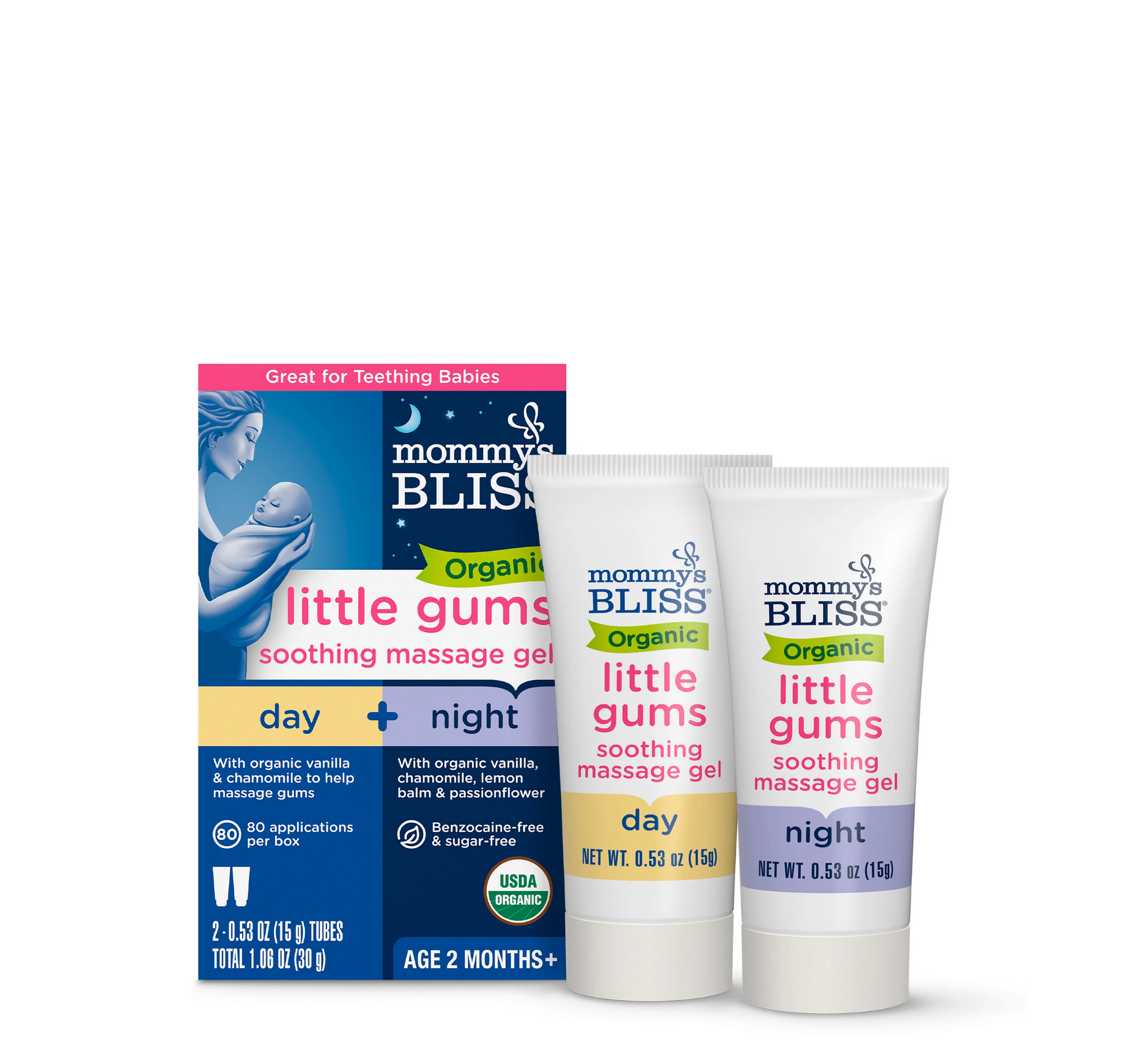 Xhel Masazhi Qetësues Organik Little Gums Kombinim Dite/Nate (2x15gr)