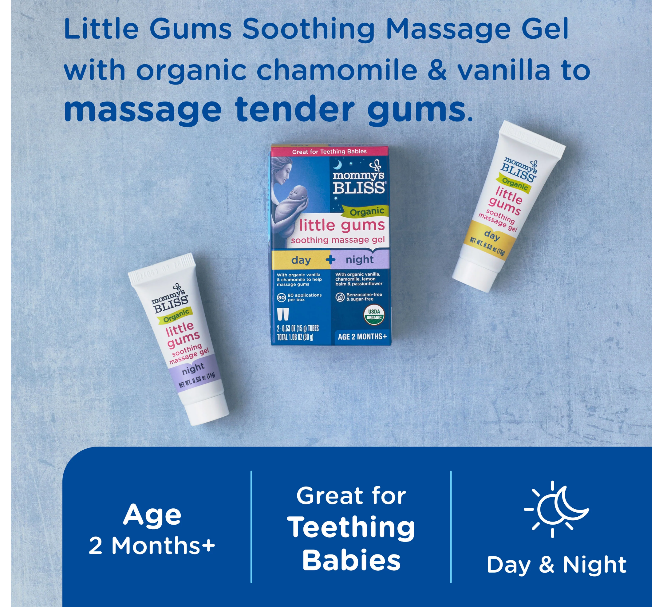 Organic Little Gums Soothing Massage Gel Day/Night Combo (2x15gr)