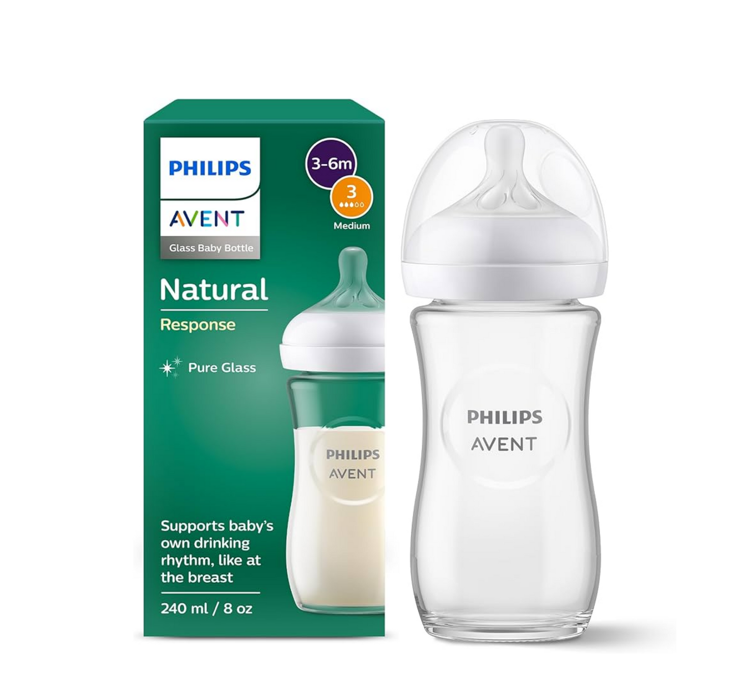 PHILIPS AVENT SCY933/01 SHISHE QELQI NATURAL 3-6M *240ML