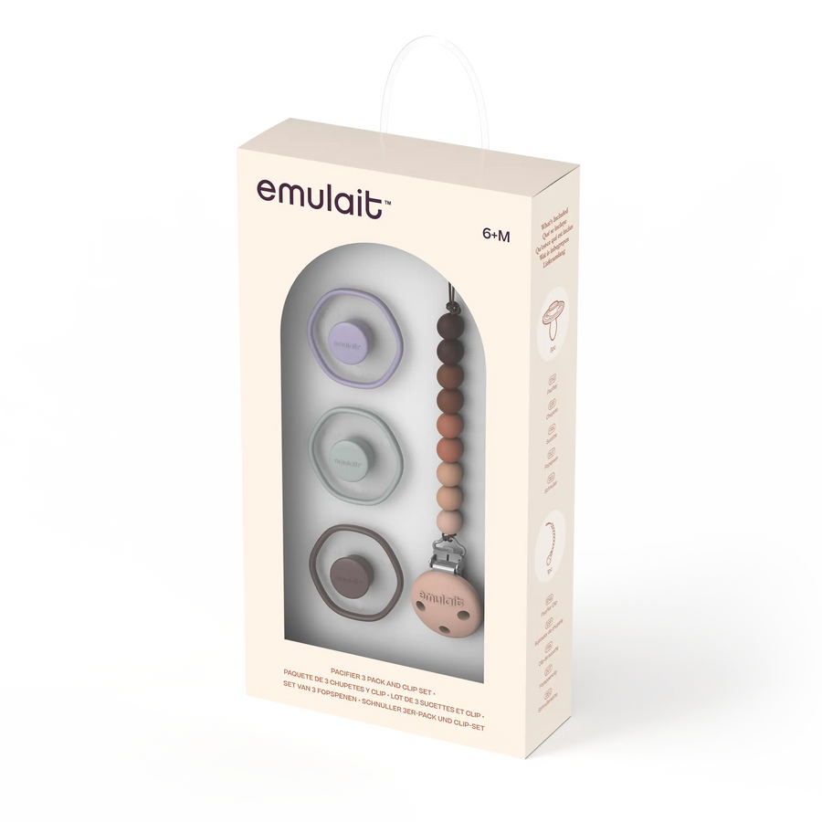 Emulait Pacifier 3-Pack and Clip Gift Set