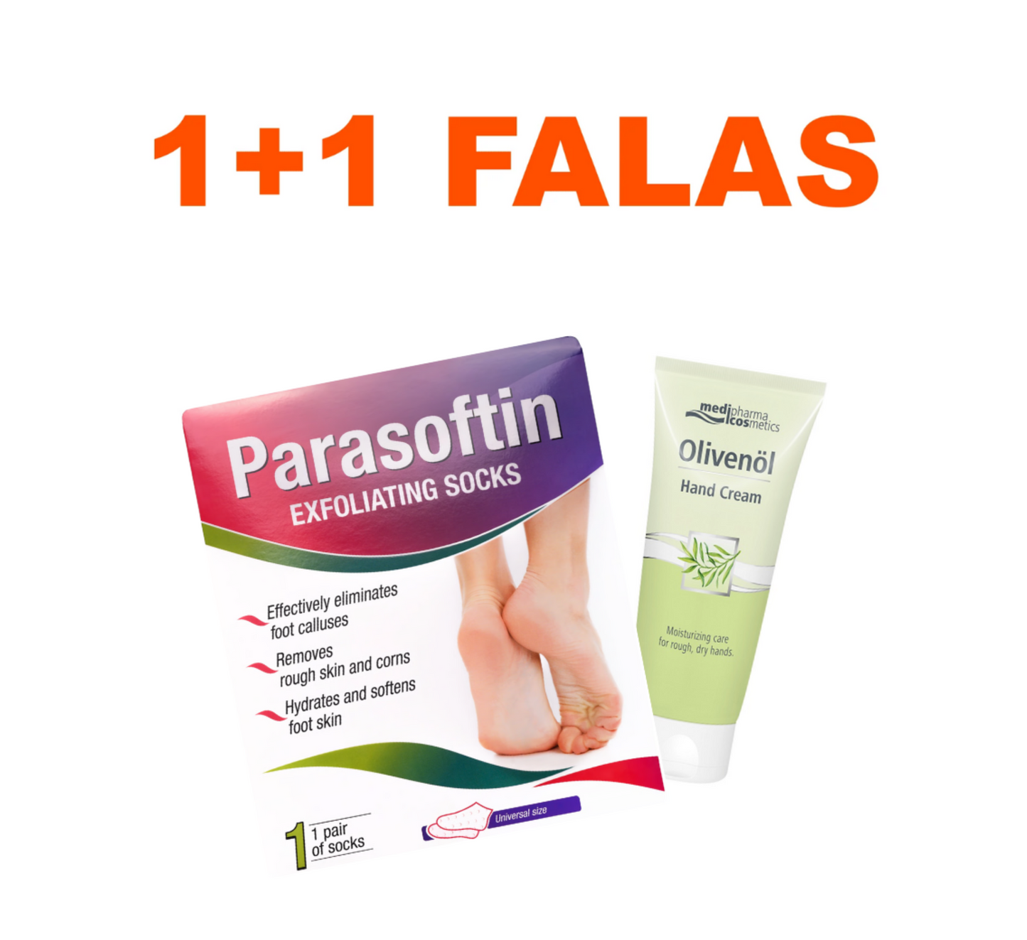 Parasoftin Set (Exfoliating Socks + Olivenol Hand Cream Falas)