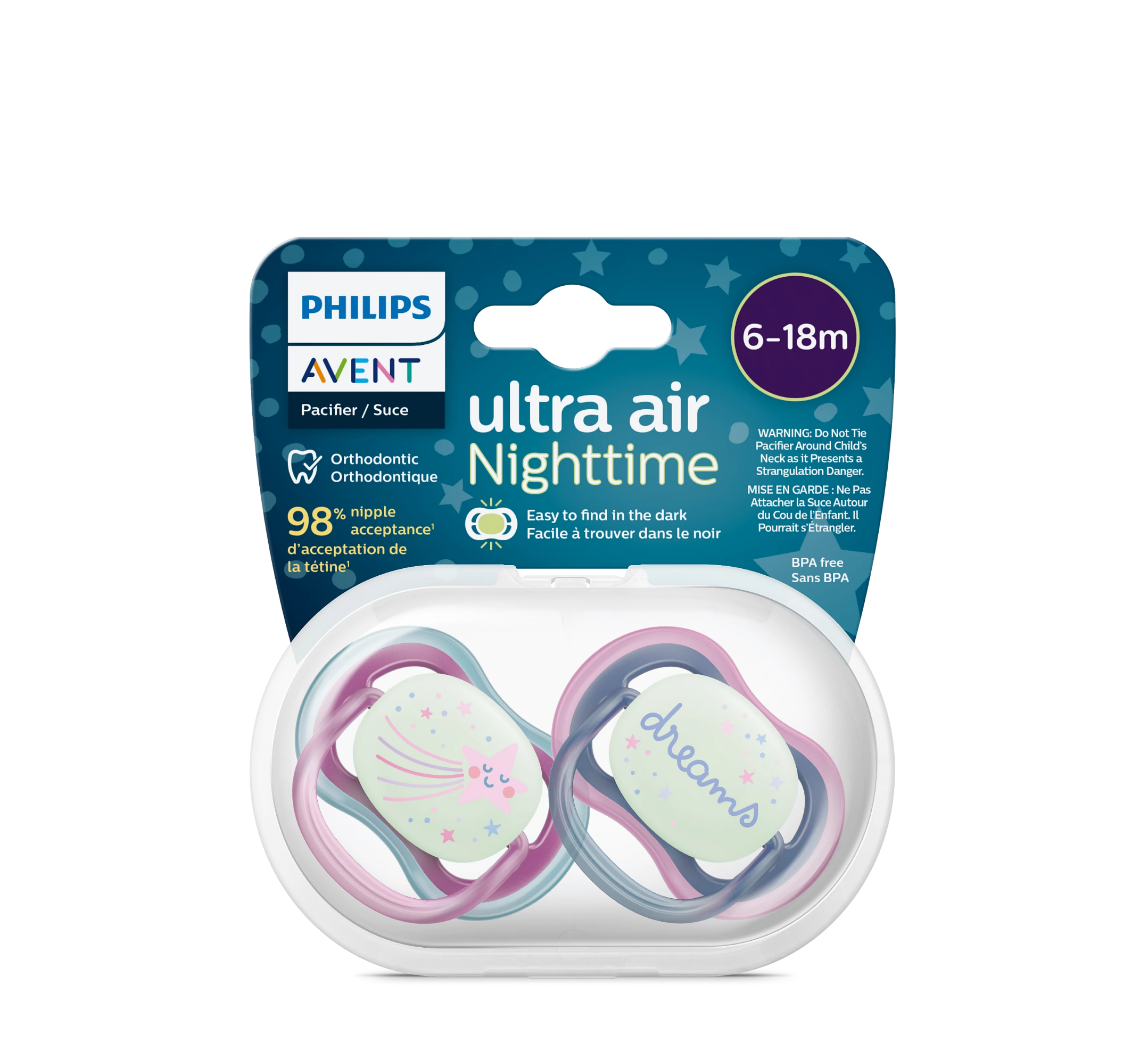 Philips Avent Biberon Rrens Ultra Air Night Time (6-18 Muajsh) *2pcs