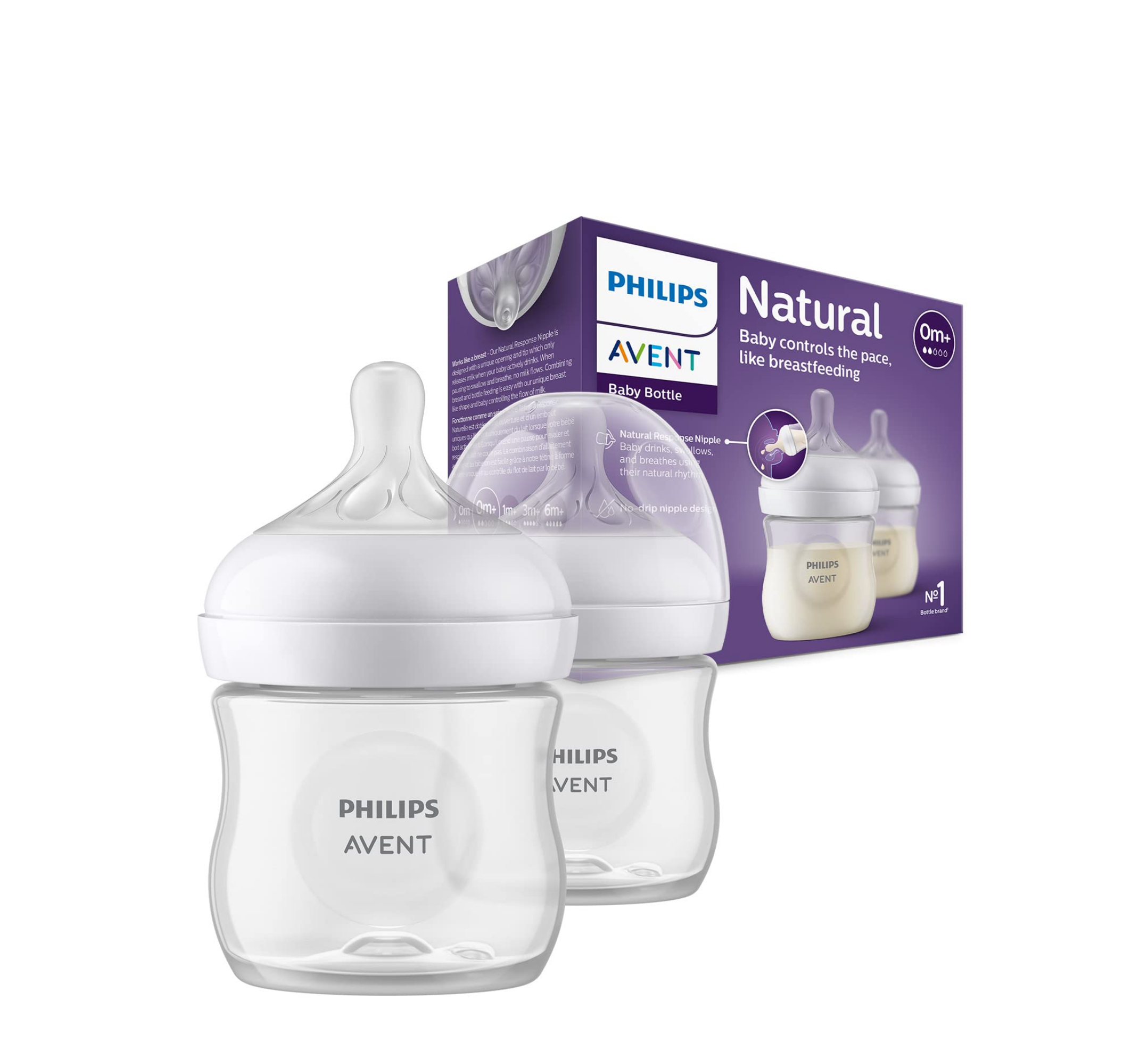 Philips Avent SCY900/02 Natural Response Baby Bottle 0 Months+ 125ml  (*2pcs)