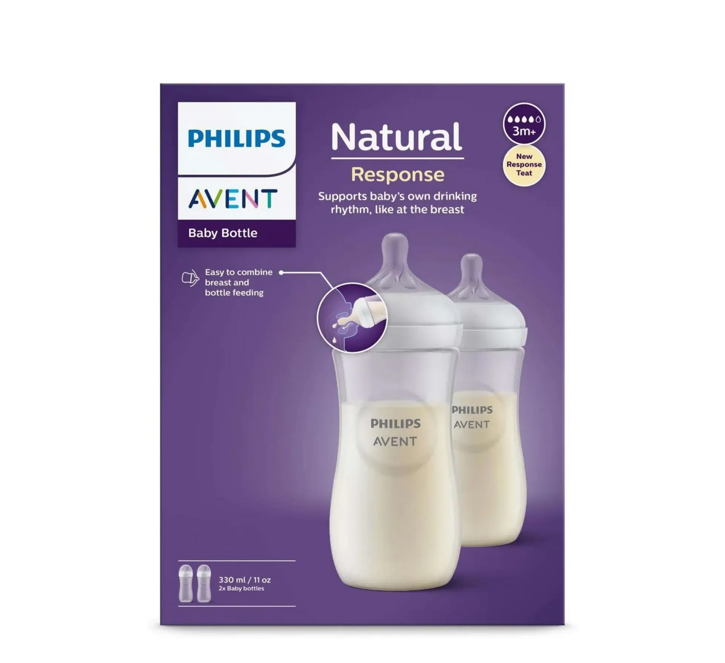 Philips Avent SCY906/02 Natural Response Baby Bottle 2-Pack (2 x 330ml)