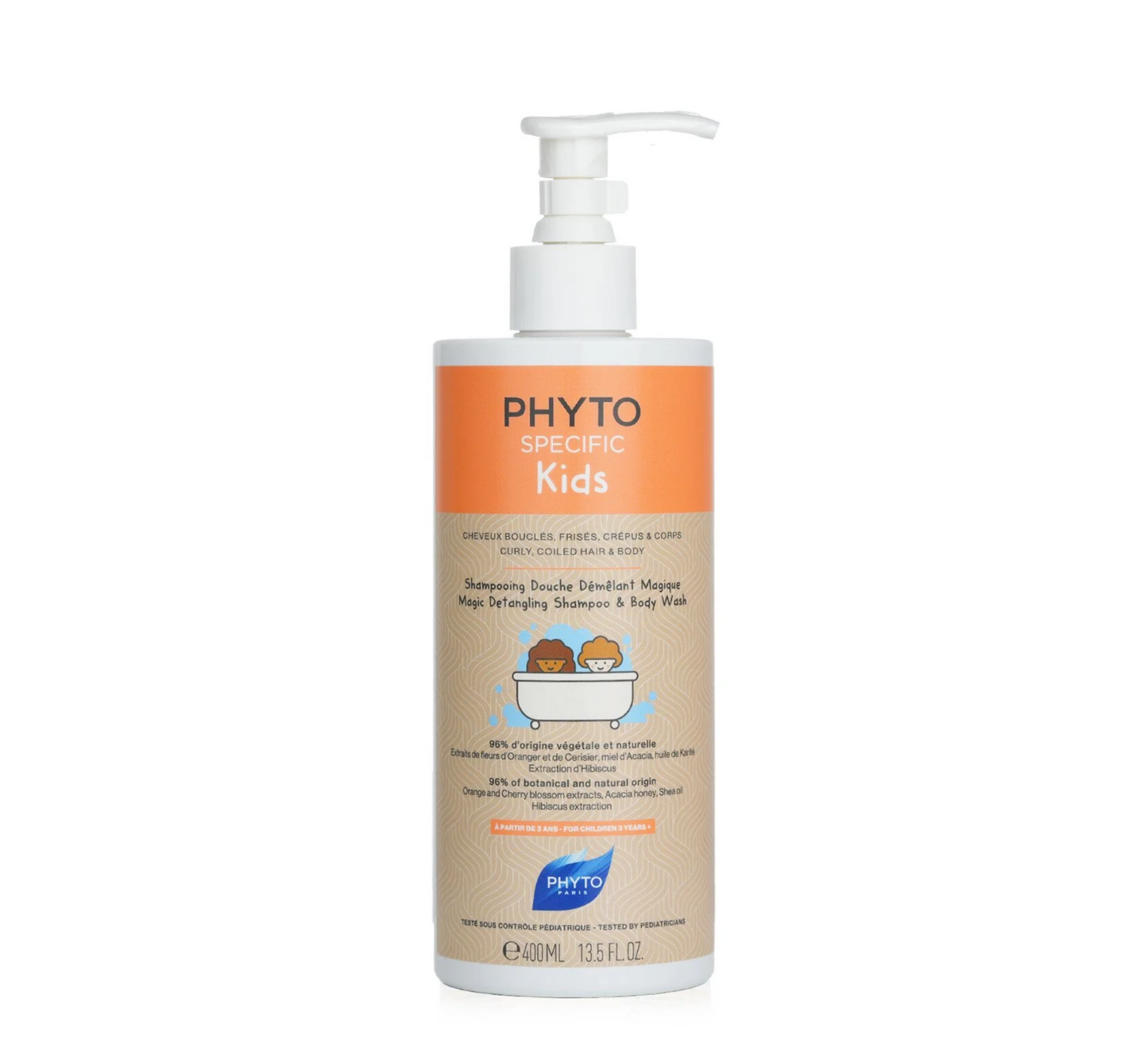Shampo dhe larës trupi për flokë kaçurrela dhe të përdredhura Phyto Specific Kids Magic Detangling - 400ml