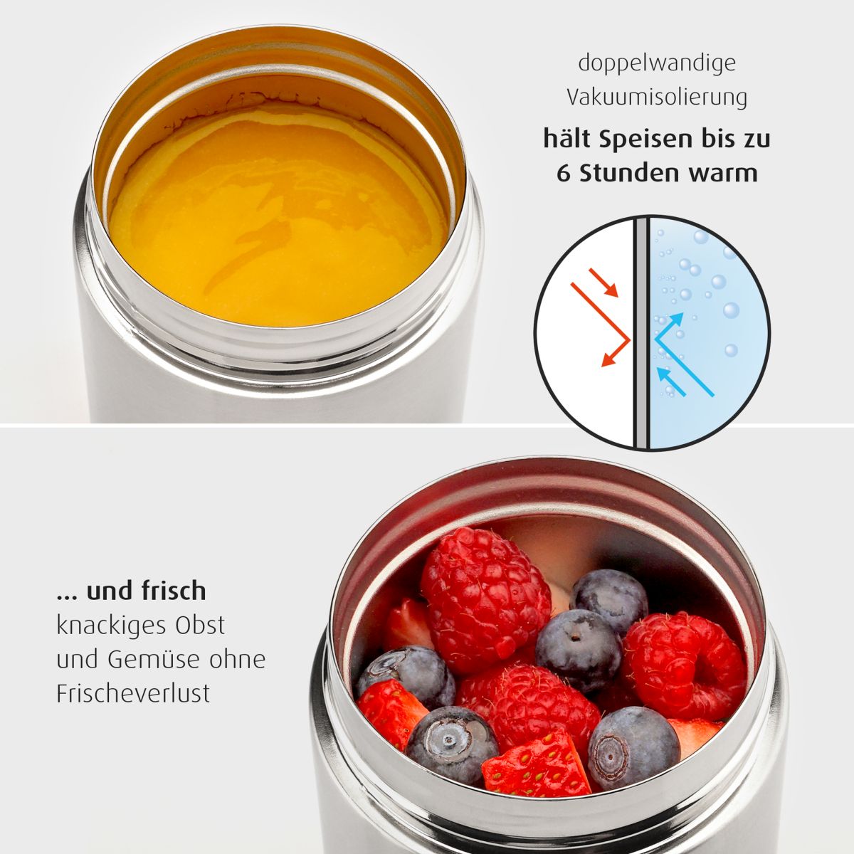 Pure stainless steel insulated storage box, 300 ml