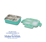 Rectangular stainless steel food container Bento ''We Care'', turquoise 800ml