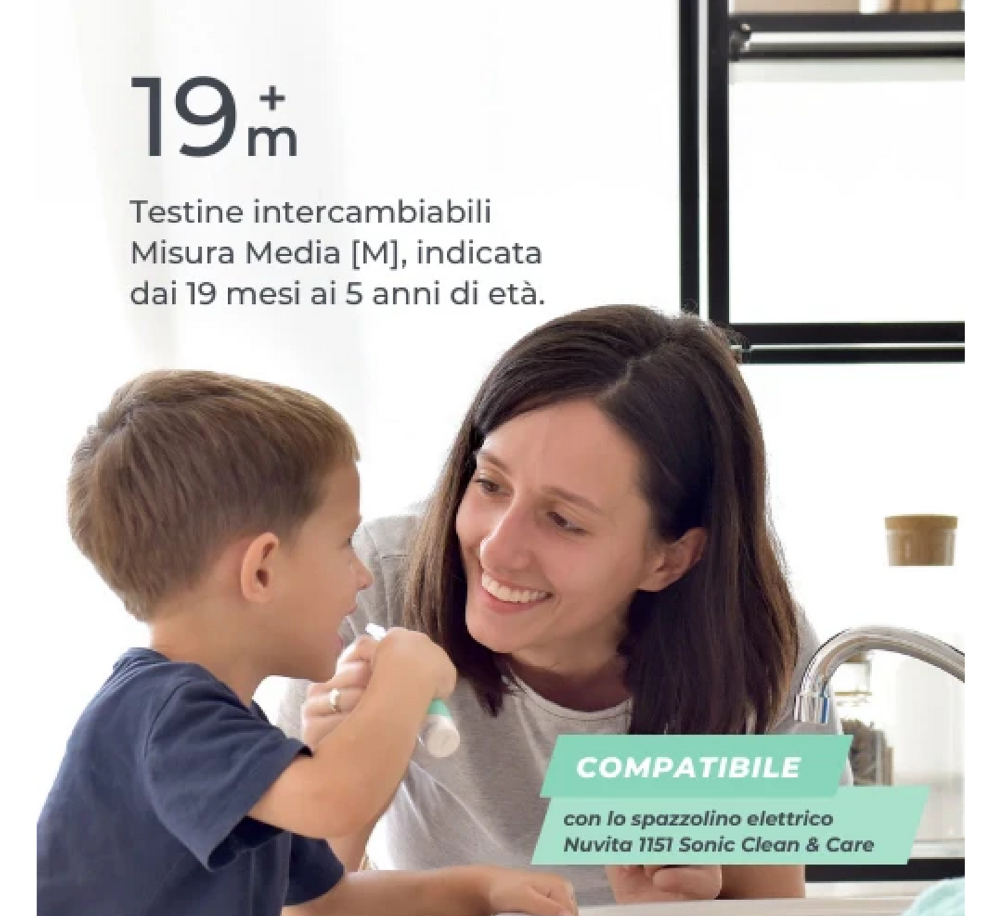 Set Kokash Zëvendësuese Nuvita për Furçën Elektrike të Dhëmbëve Sonic Clean &amp; Care 1151