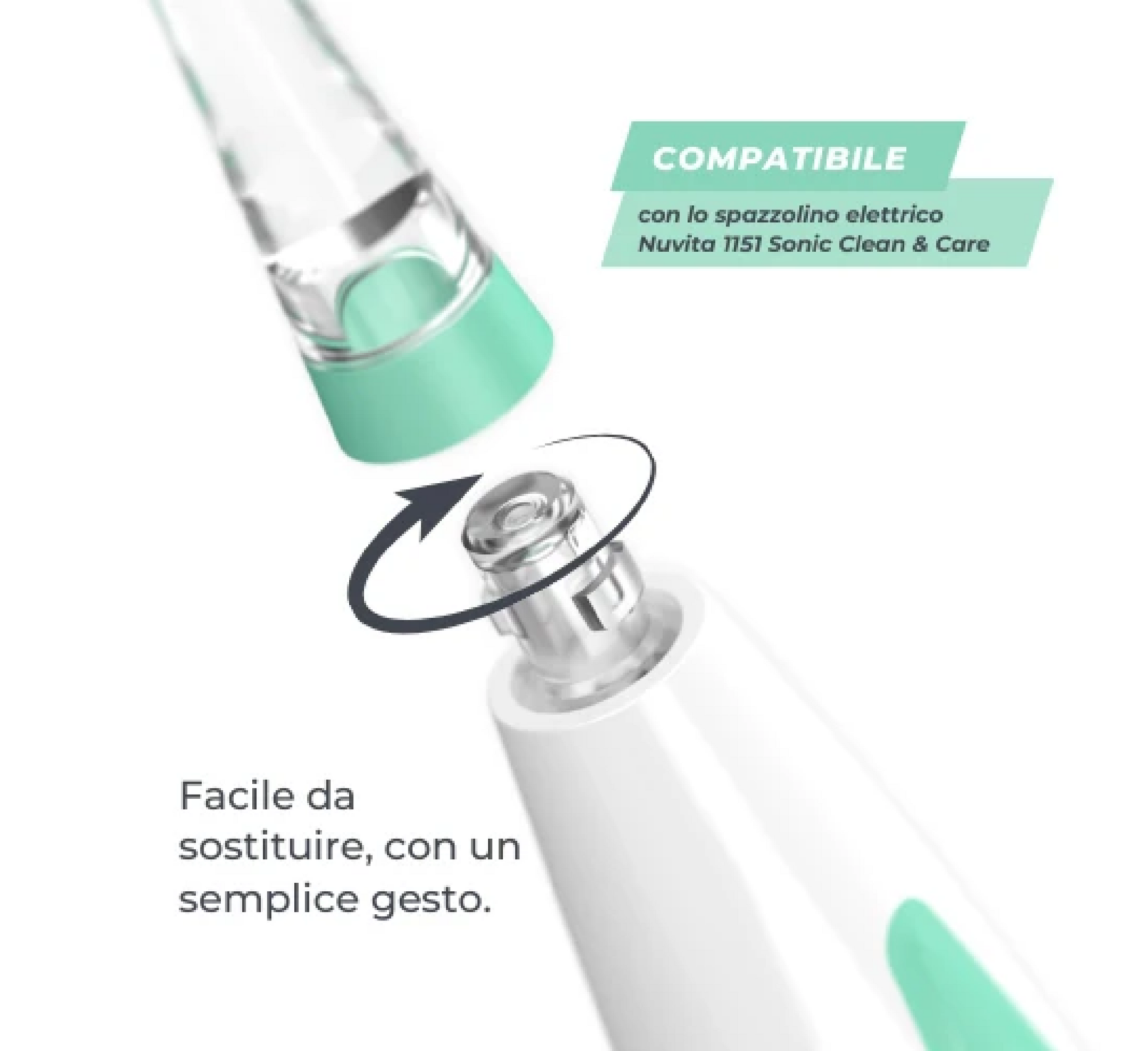 Set Kokash Zëvendësuese Nuvita për Furçën Elektrike të Dhëmbëve Sonic Clean &amp; Care 1151