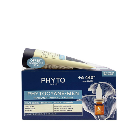 SET PHYTOCYANE MEN Anti-Hair Loss Treatment (*12x5ml) + Shampoo (*100ml)Free - Halsa