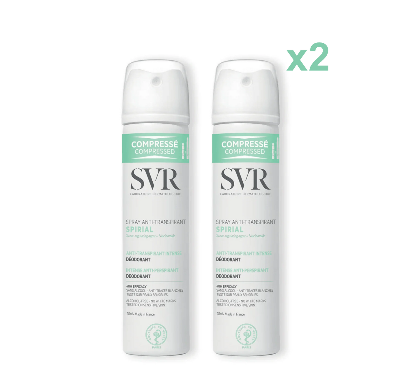 SVR SPIRIAL Intense Anti-Perspirant Deodorant (2x75ml)