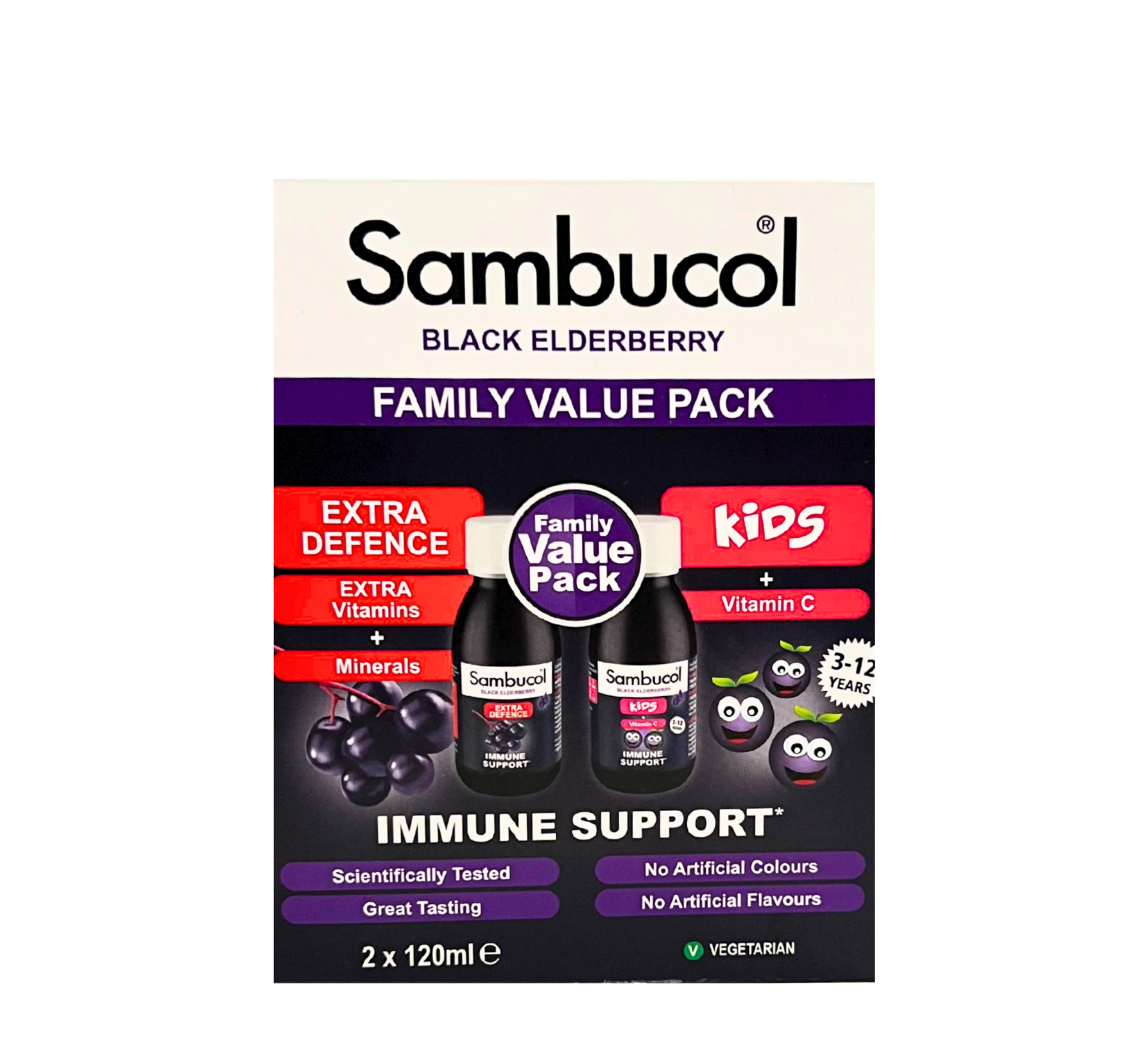 Sambucol Family Duo Pack (Extra Defence + Kids) 2 x 120ml