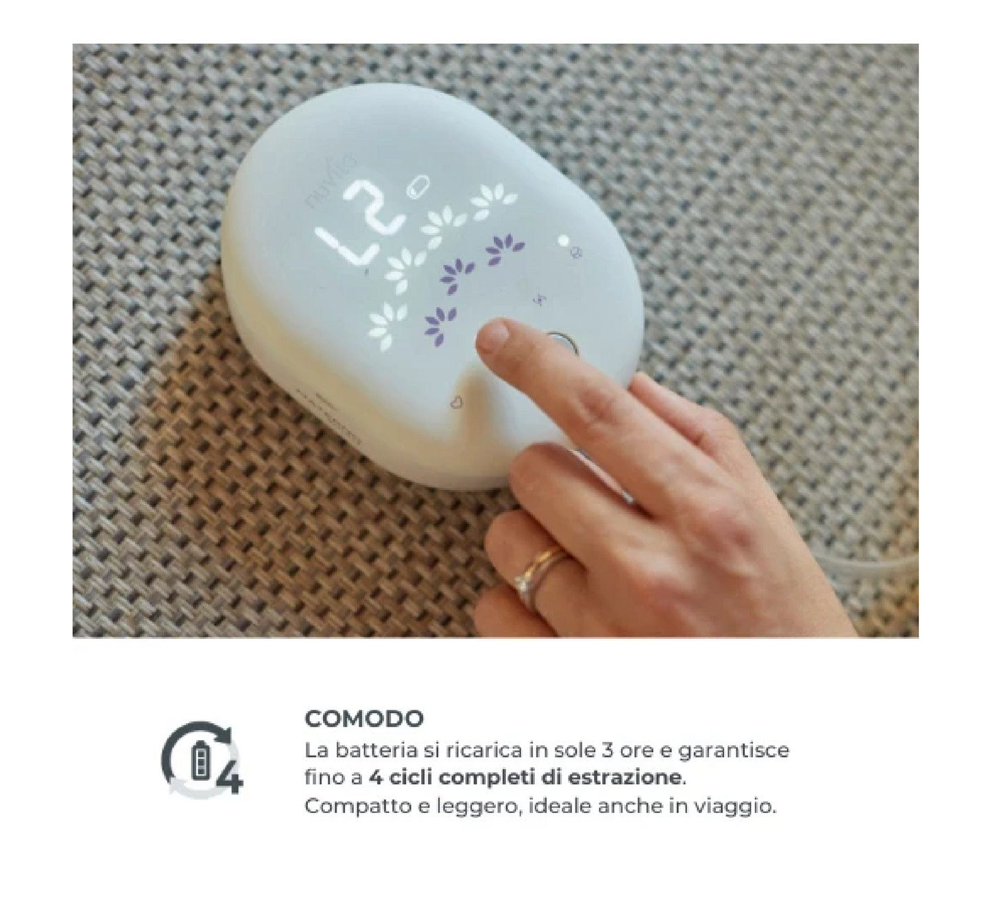 Nuvita Single 3-Stage Electric Breast Pump with Interchangeable Cups - Materno Smart 1287X