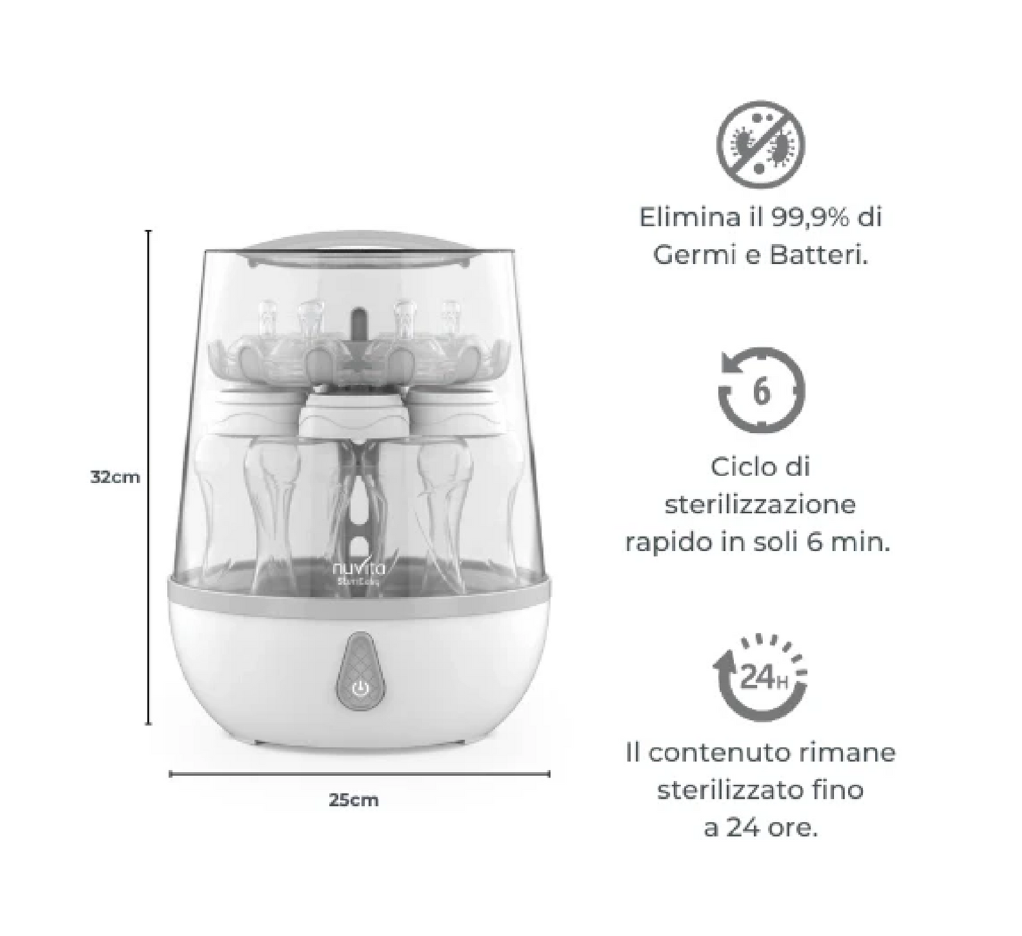 Sterilizues me avull Nuvita për shishet e foshnjave - Sterieasy 1083