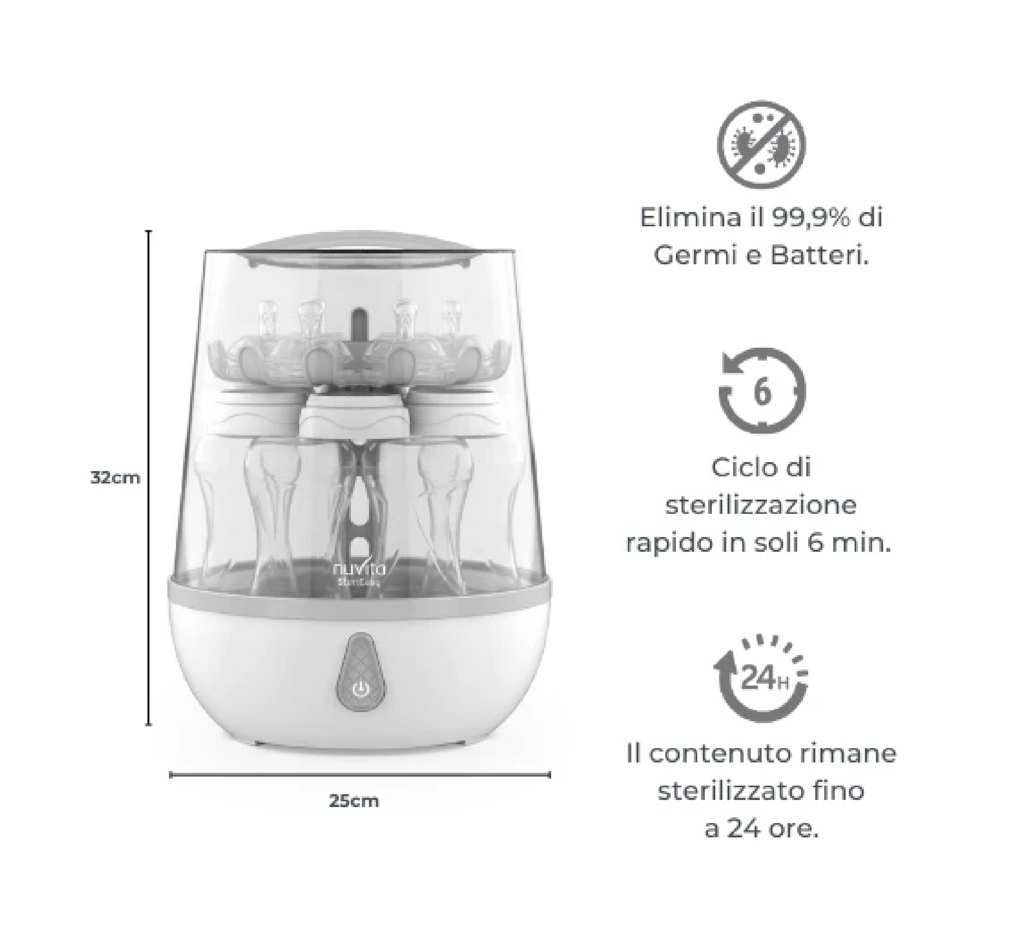 Sterilizues me avull Nuvita për shishet e foshnjave - Sterieasy 1083