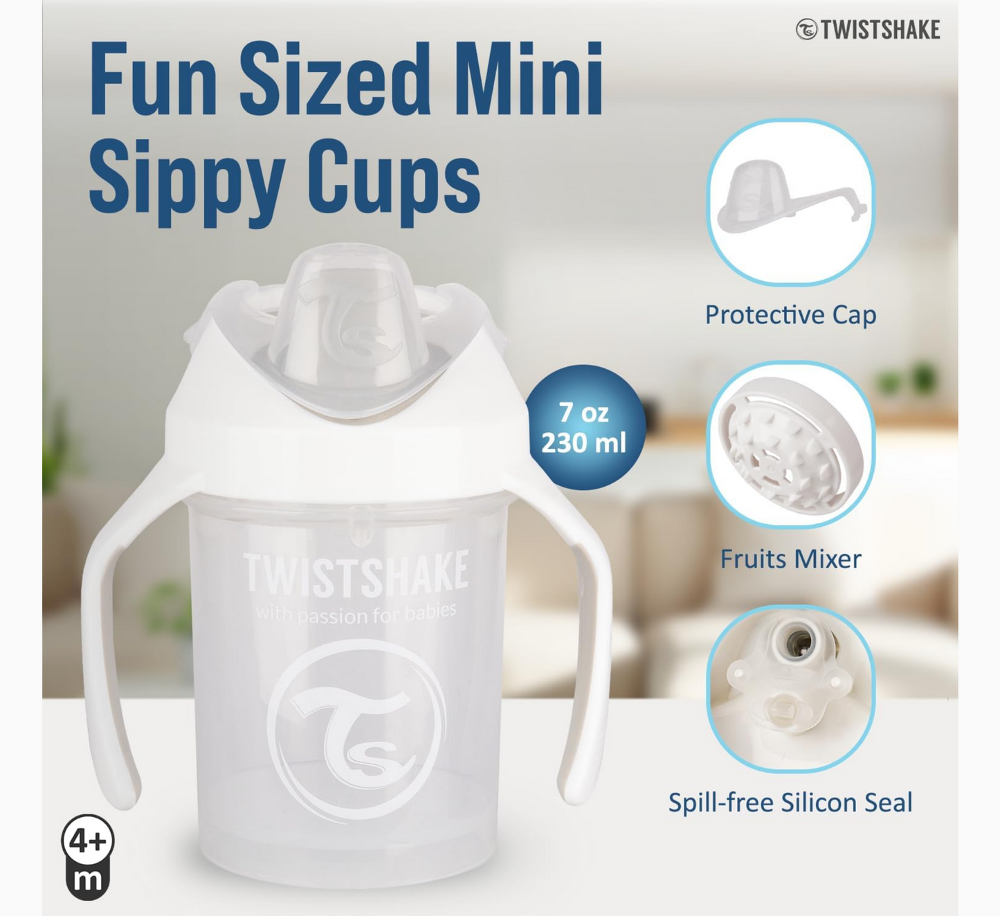 Twistshake Mini Sippy Cup Spill-free with Mixer Net Small 4months+ *230ml